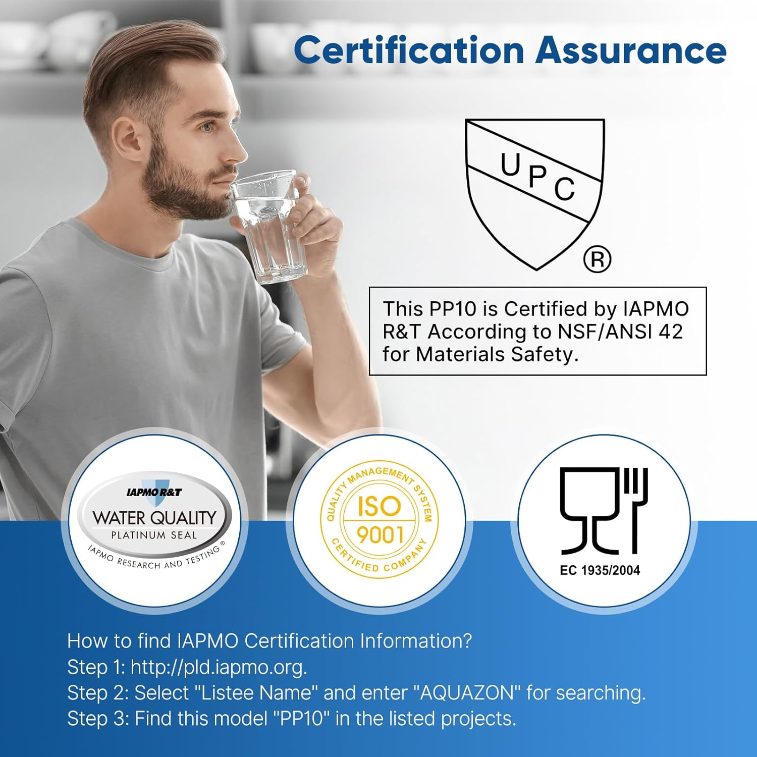 PUREPLUS Big Blue Sediment Replacement Water Filters 5 Micron 10&rdquo; X2.5&rdquo; Cartridge 4 Pack image number 6