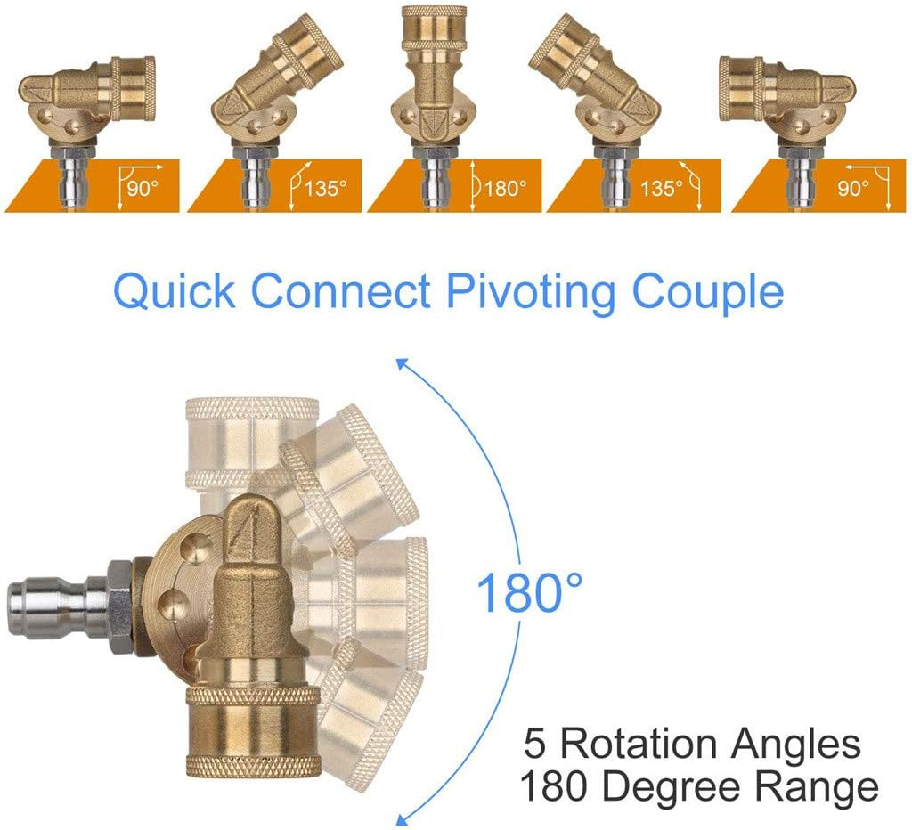 Pressure Washer Accessories Kit, 5 Power Washer Spray Nozzle Tips, Quick Connecting Pivoting Coupler, 1/4" 4500 PSI 6-Pack image number 1