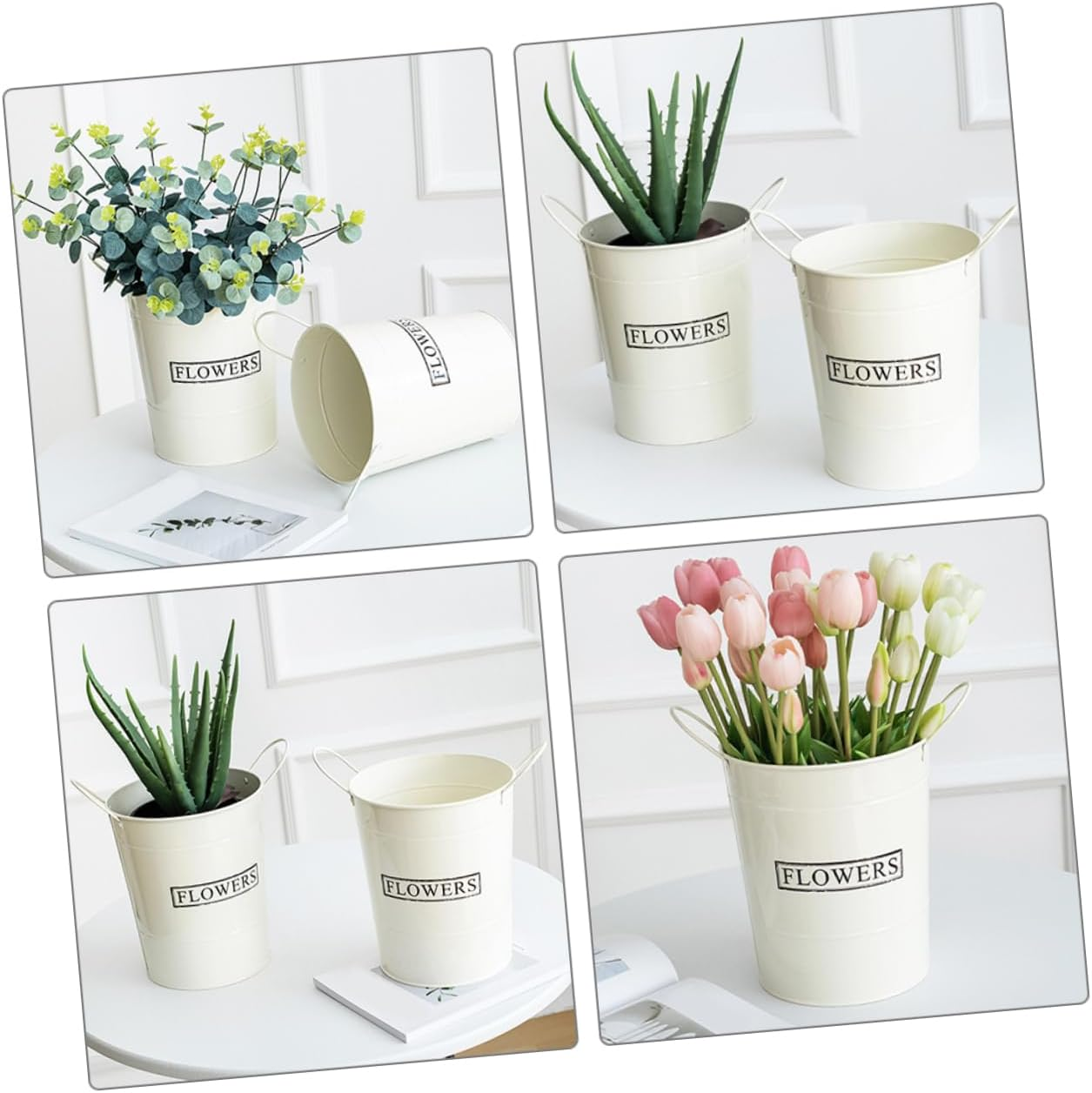 NULYLU Practical Iron Flower Pot Binaural Design for Indoor Plant for Gardening Enthusiasts