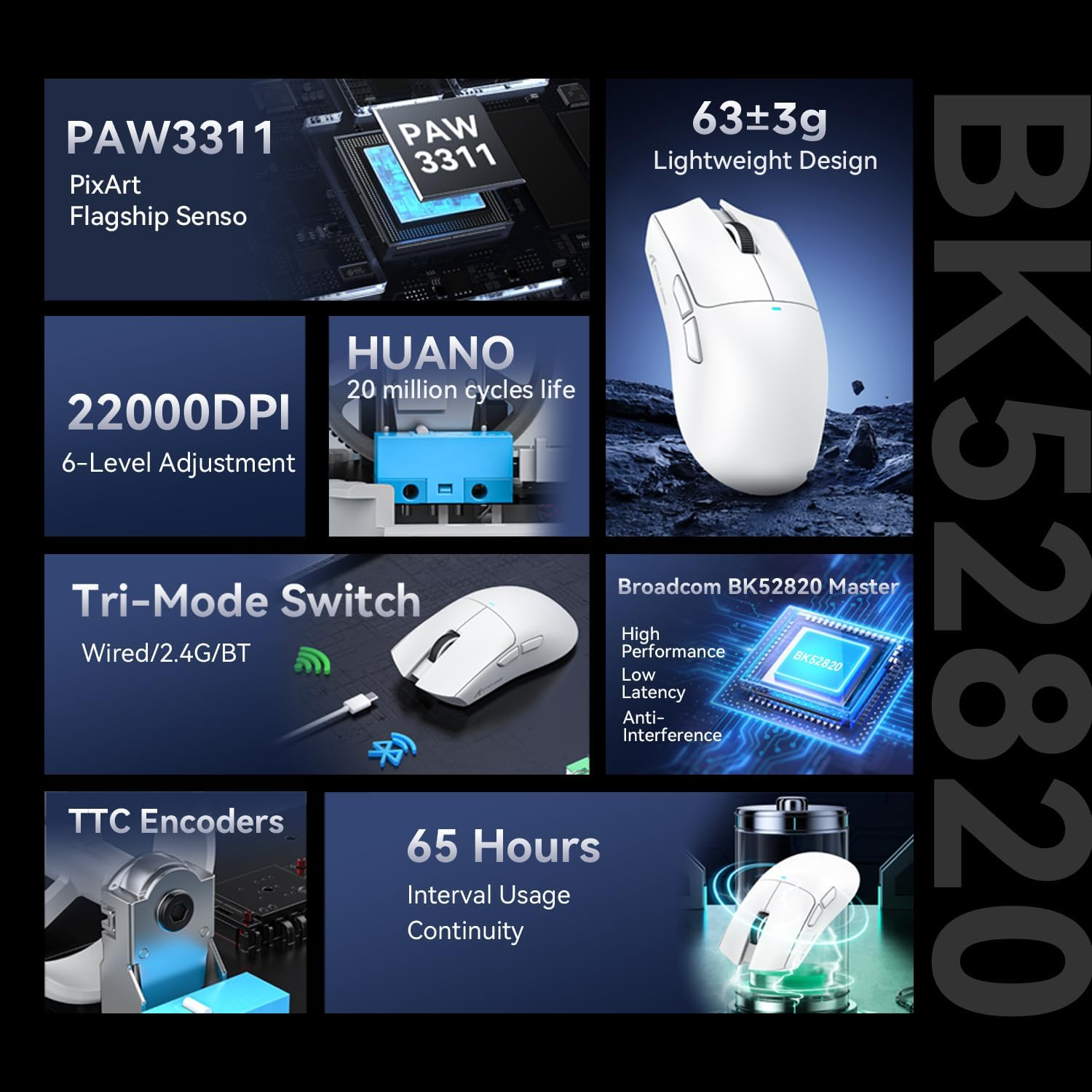 ATTACK SHARK X11SE Gaming Mouse (White) image number 4