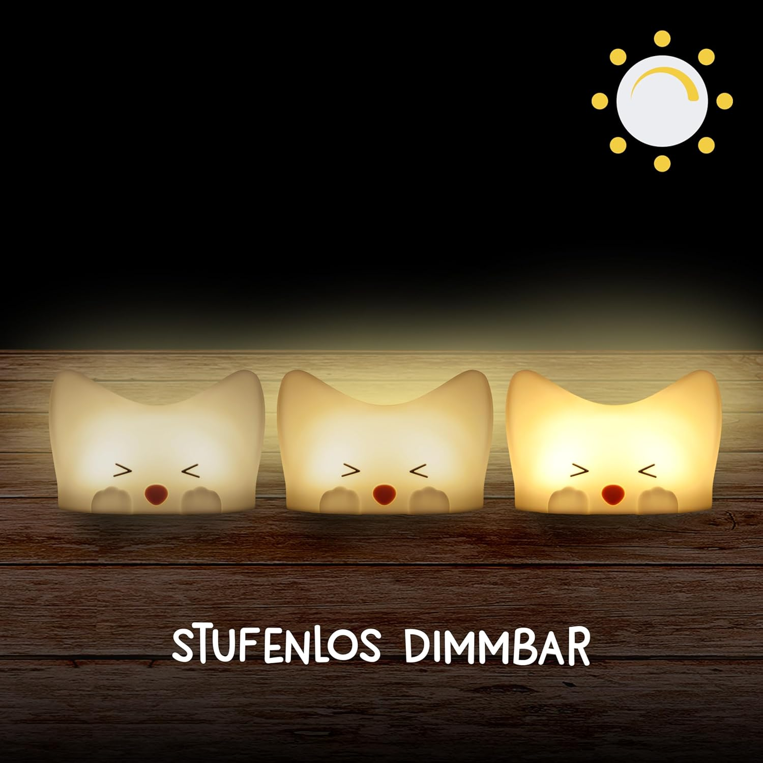 Megalight Catty Cat LED Night Light for Children, Night Light for Babies without Small Parts, Dimmable RGB Multicoloured Sound Effect, Night Lamp, Children'S Room Touch USB image number 1