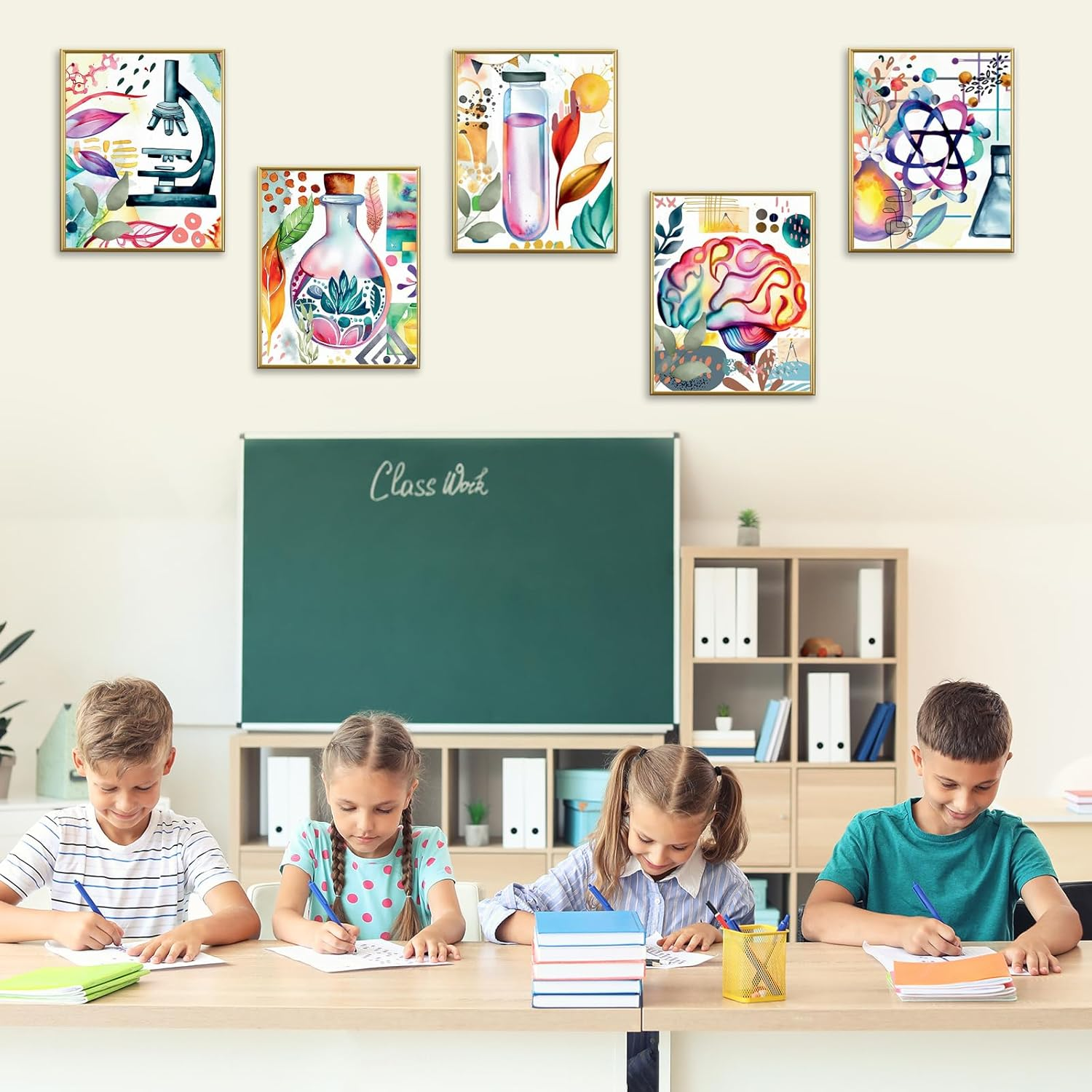 Science Wall Prints Boho Watercolor Posters for Classroom Must Have Decor,Set of Biology Chemistry Science Wall Art Posters for Pre School Elementary Middle School Daycare Bulletin Board Decor image number 6