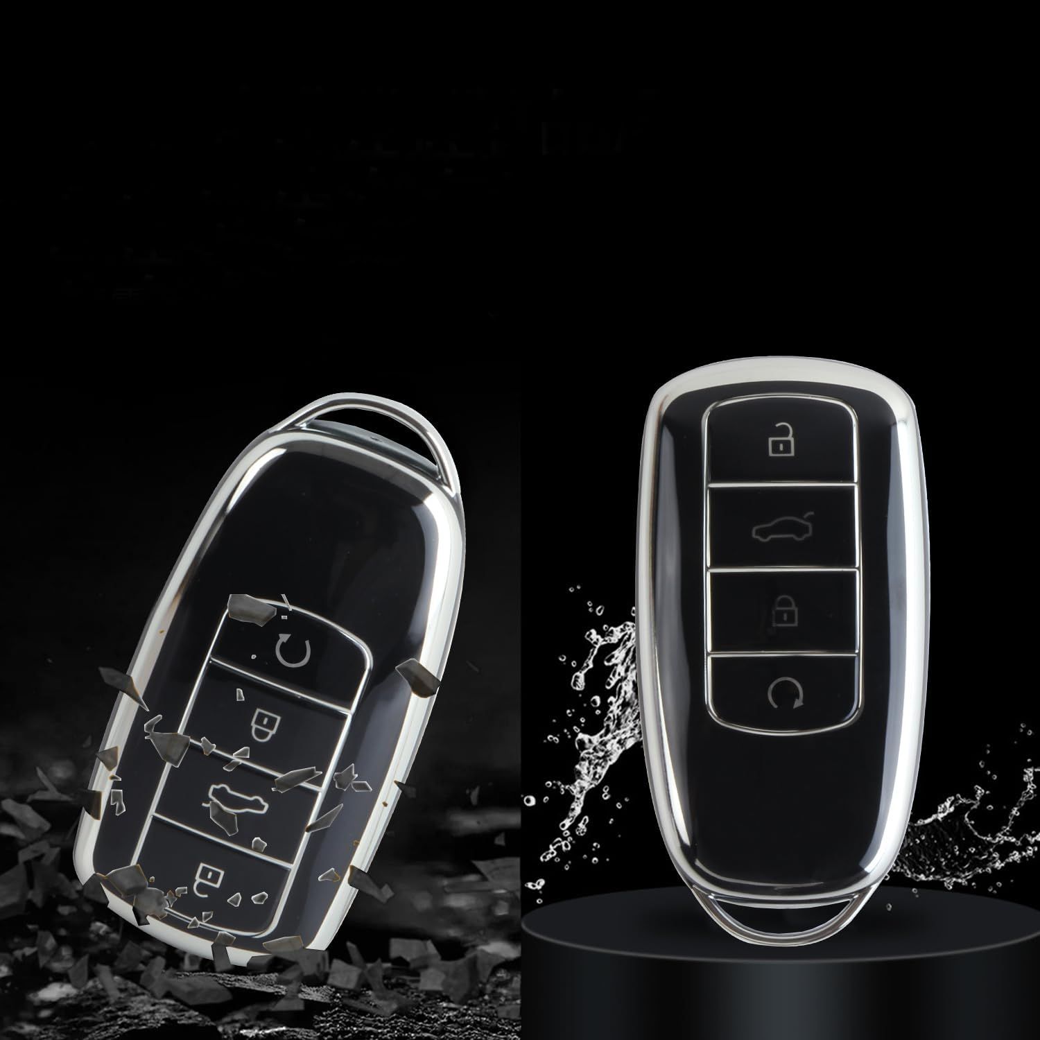 SILHOL Car Smart Key Fob Case, TPU Key Fob Cover for Chery Omoda 5 and Tiggo 8 Pro (Black) image number 5