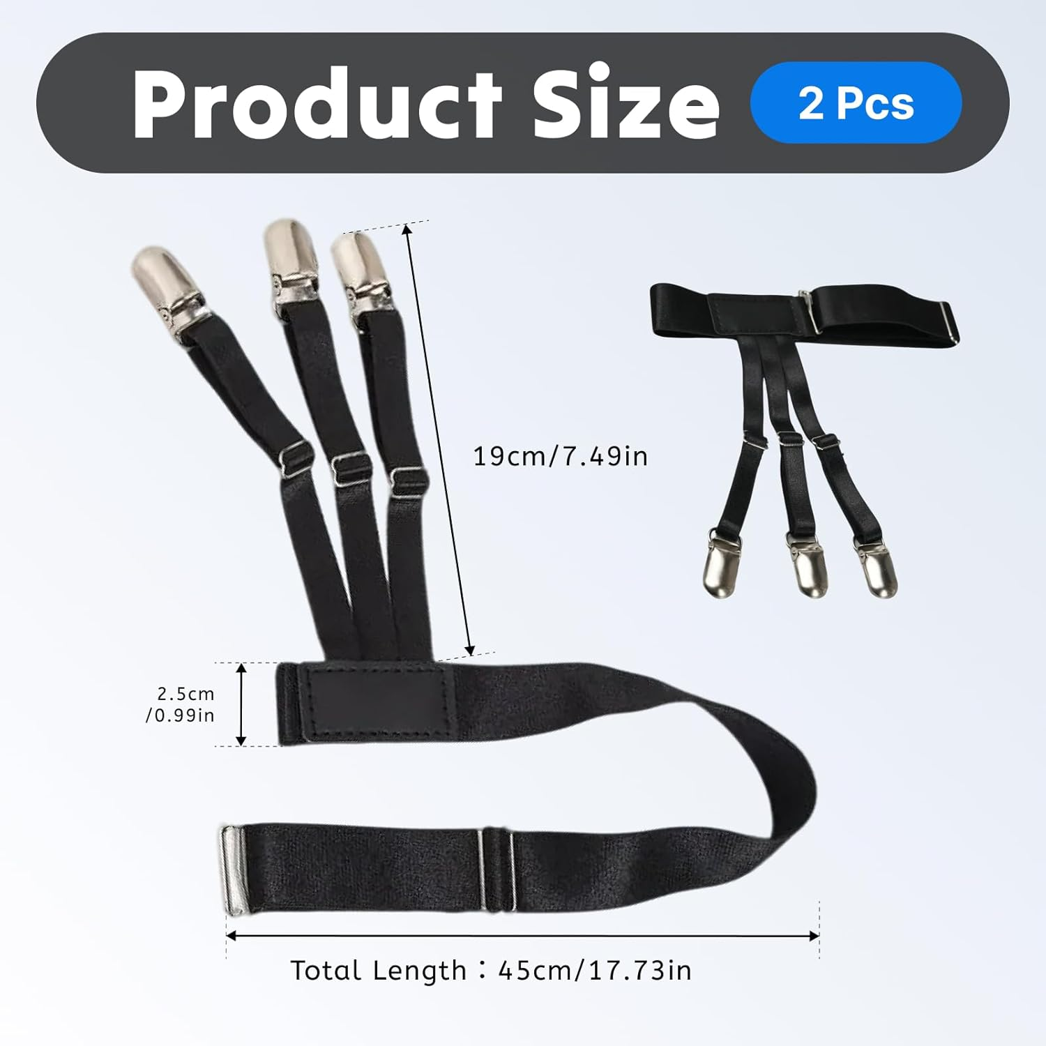 Fortuneglobe 2-Pack Adjustable Shirt Garters &ndash; Elastic Military Shirt Holders with Non-Slip Steel Clamps