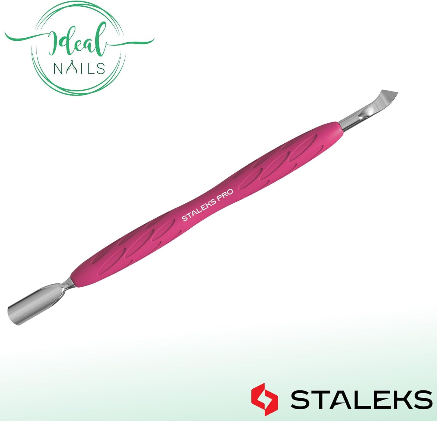 STALEKS UNIQ PQ-10/4.2 Double Manicure Instrument with Silicone Handle (Narrow round Pusher + Curved Scraper)