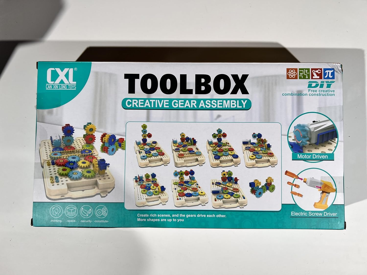 Kids Building Kit, 222 Pieces Creative Gear Set with 2 in 1 Electric Screwdriver, STEM Educational Toy, 3+ Years image number 1