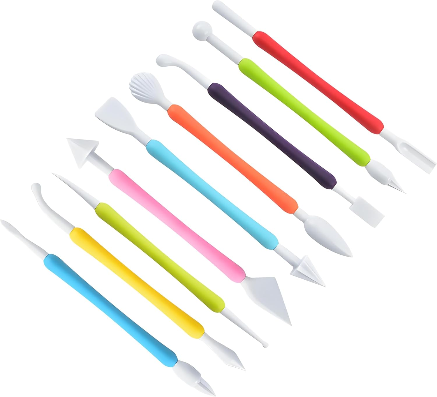 9-Piece Polymer Clay Tools Set - Dual-Ended Sculpting Tools Kit for Clay Modeling, Fondant & Cake Decorating (18 Shapes, Food-Safe PP+ABS) image number 2