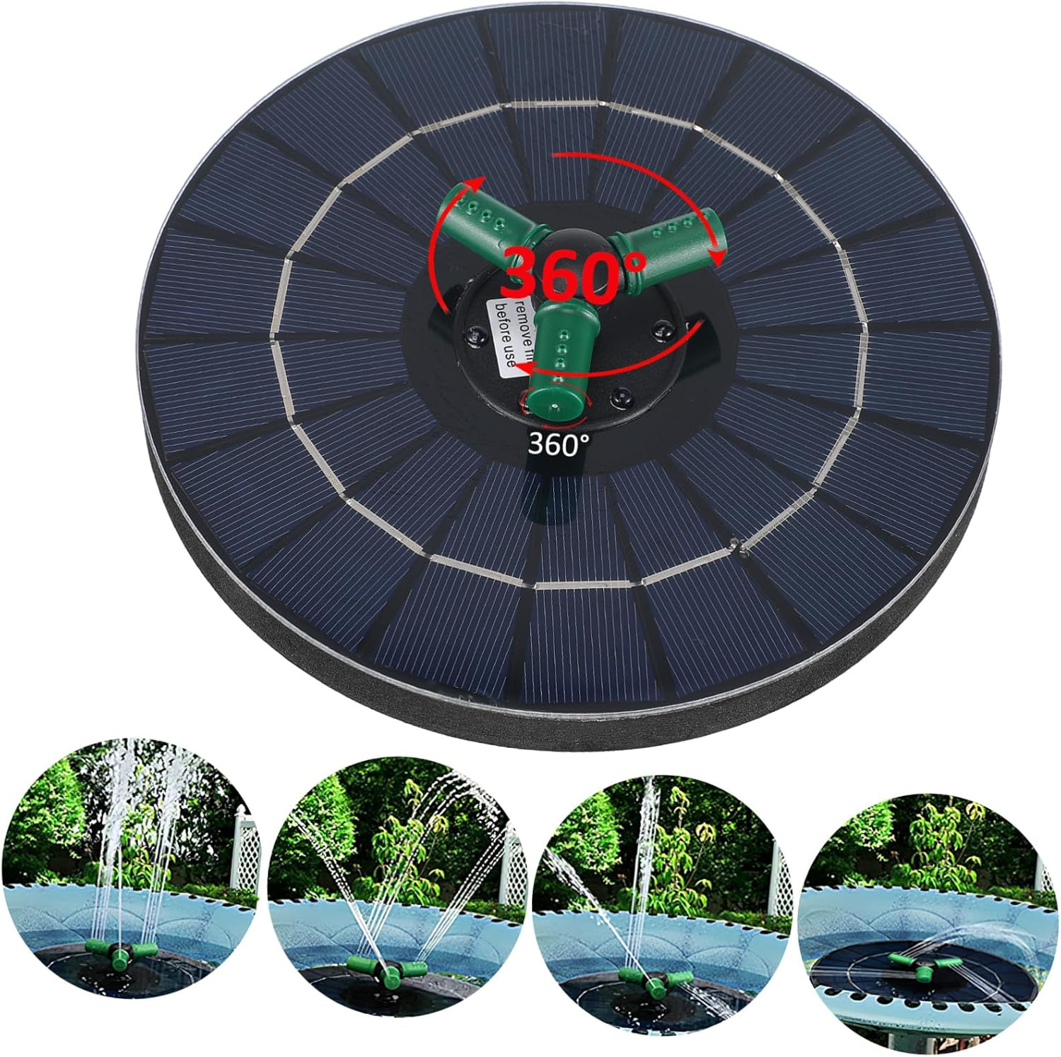 ARTIBETTER Upgraded Solar Powered Fountain Pump with LED Lights Multiple Heads Water Shortage Protection for Outdoor Garden Bird Bath and Pool Decor Battery Storage image number 6