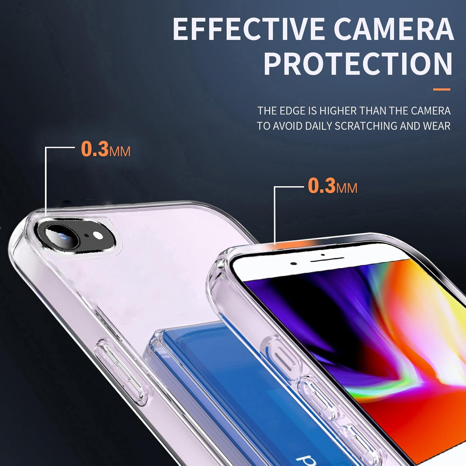 Wallet for Iphone 8 plus Case,Iphone 7 plus Case with Credit Card Holder,Up to 2 Cards,Anti-Yellowing,Shockproof Protective Soft Tpu+Hard PC Slim Phone Case for Iphone 8 Plus/7 Plus,Clear image number 4