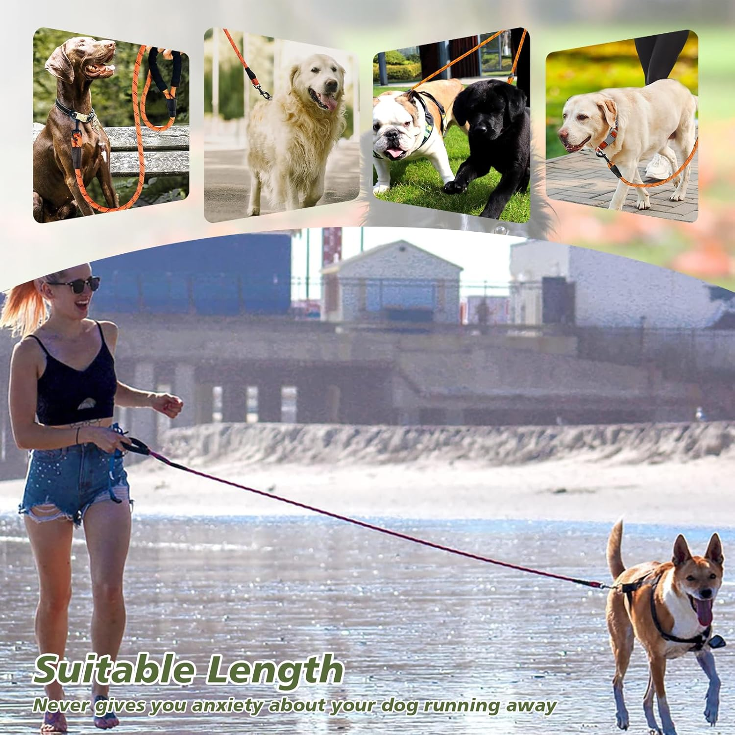 Premium Slip Lead Dog Leash - Heavy Duty 2M Rope Leash with Adjustable Slipknot, Thick & Sturdy Training Lead for Dogs/Puppies, No-Pull Pet Walking (Orange) image number 3