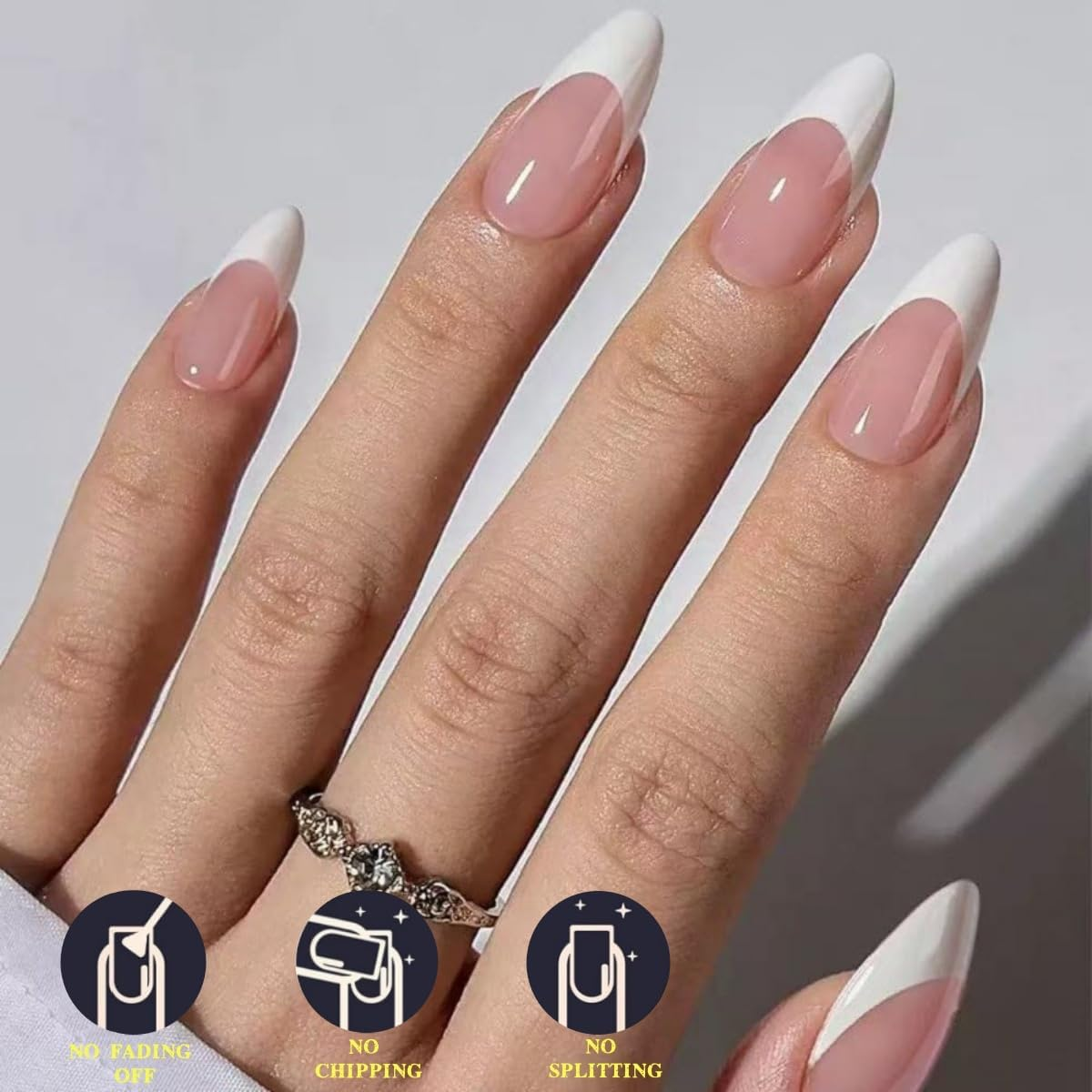 The 120-Piece Short Oval French False Nail Patch Set Is Suitable for Women and Girls，Nude Fake Nails with Jelly Adhesive Tabs for Women Girls Nails Art image number 5