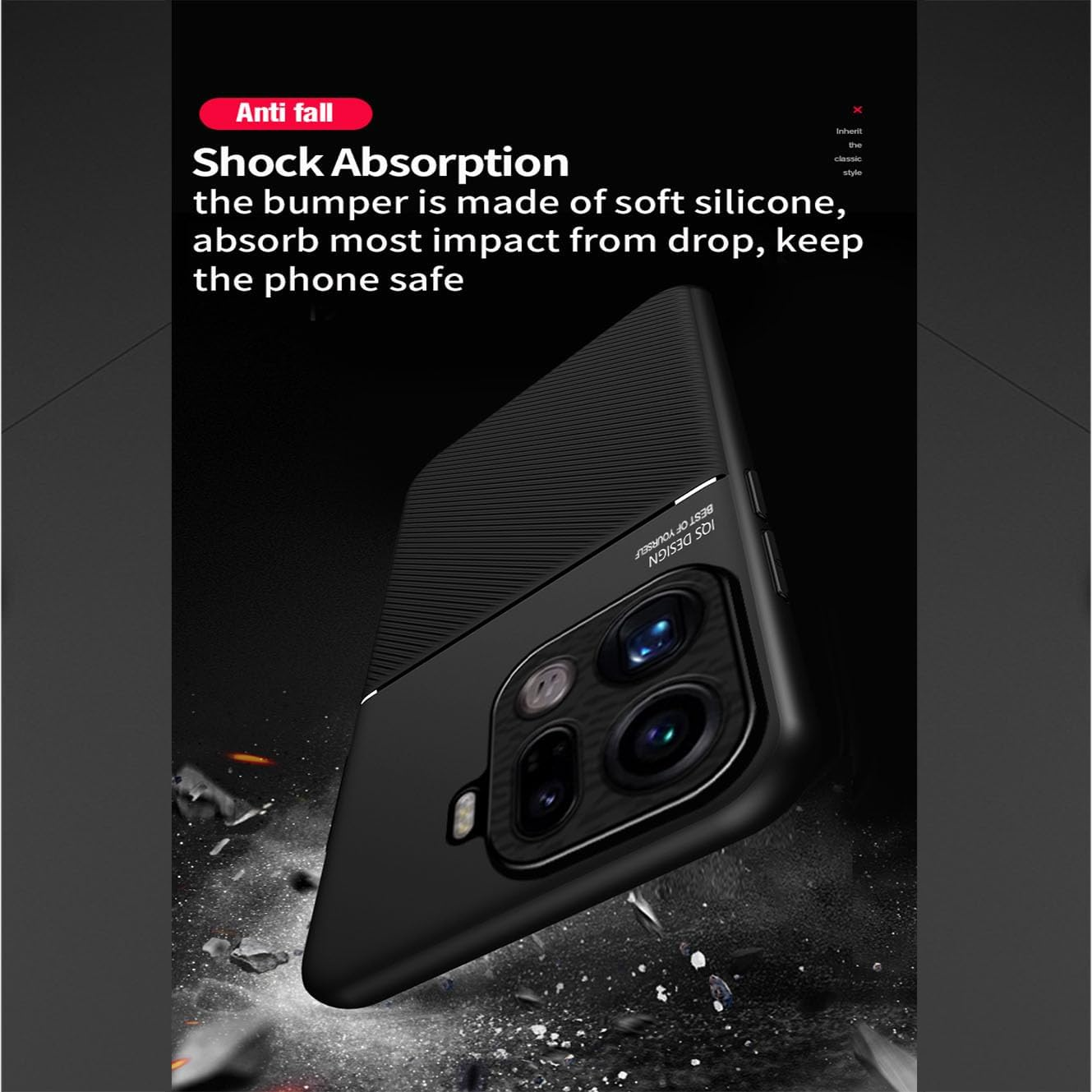 YUECXIN Case for Oppo Find X9 Pro, Ultra Thin Silky Soft Skin Texture Touch Cover, Simple Stylish Non-Slip Shockproof PU+TPU Silicone Bumper Case Cover. Blue image number 4