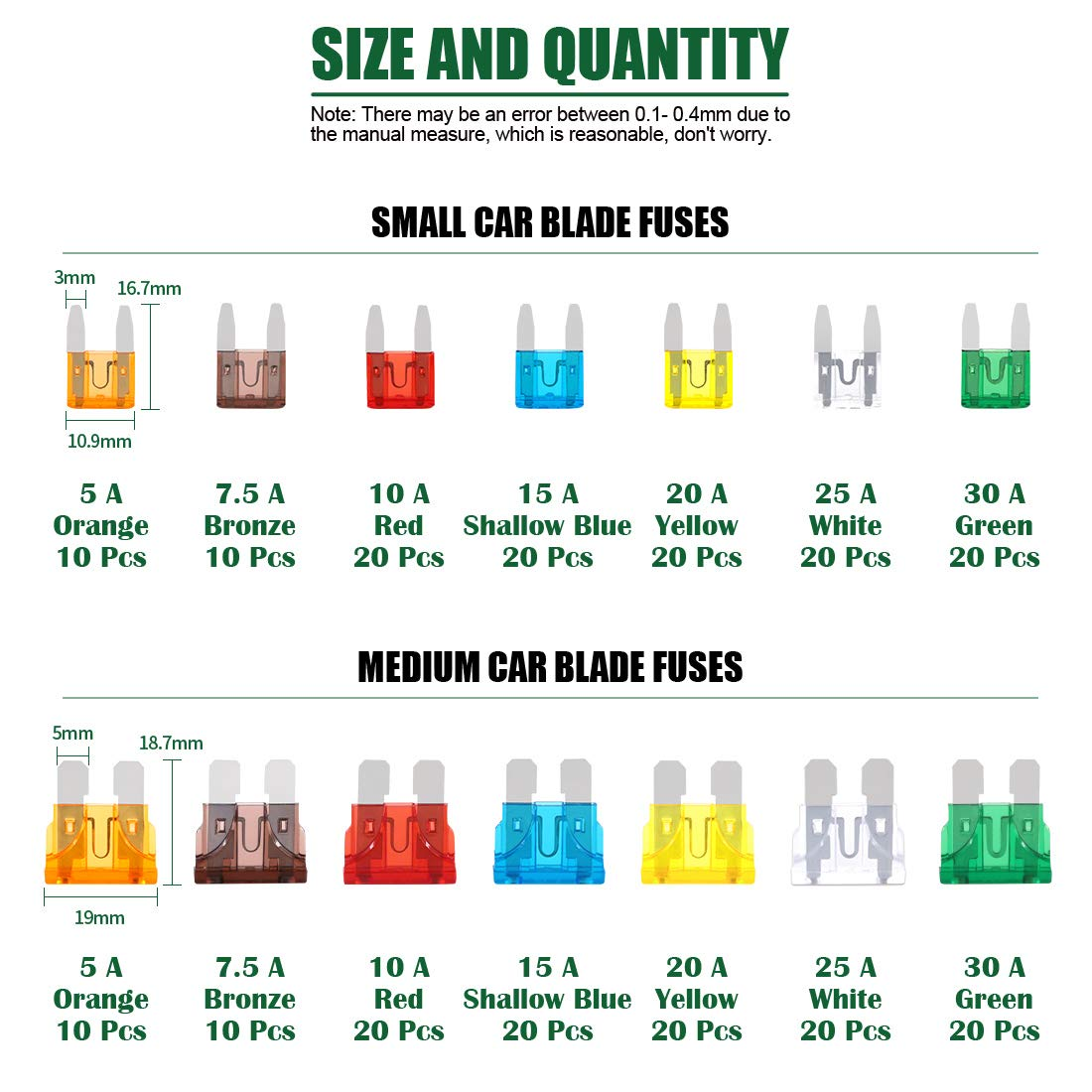 Keadic 252Pcs Car Fuses Assortment Kit, Automotive Assorted Fuses - 5A 7.5A 10A 15A 2, Blade Fuses Automotive Assorted Standard Auto Car Truck Blade Fuses Set for Truck Marine Auto Accessories image number 6