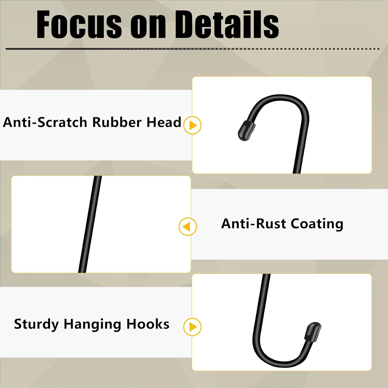 6 Pack 10 Inch Large S Hooks for Hanging Plants,Black Extra Matel Heavy Duty Hook for Hang Brsket,Bird House,Clothes,Kitchenware image number 5
