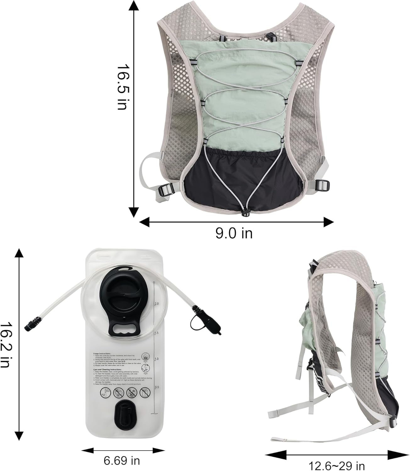 Hydration Running Vest for Women Men, Water Vest Backpack 2L, Lightweight Hydration Pack Water Backpack for Hiking, Trail Marathon Race (Pack with 2L Water Bladder) image number 1