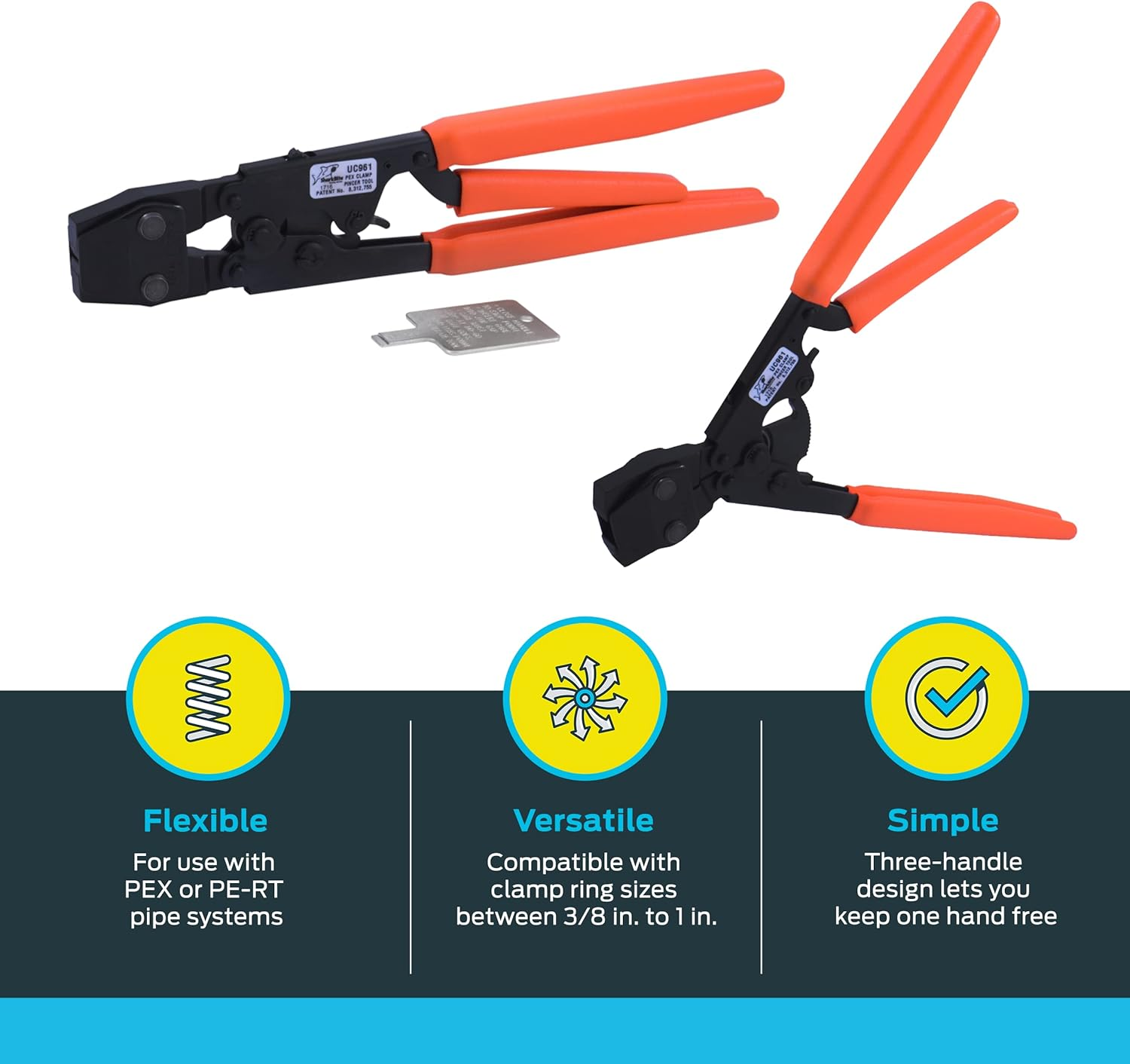 Sharkbite UC961 Pex Clamp Tool, 3/8-Inch, 1/2-Inch, 3/4-Inch and 1-Inch image number 1