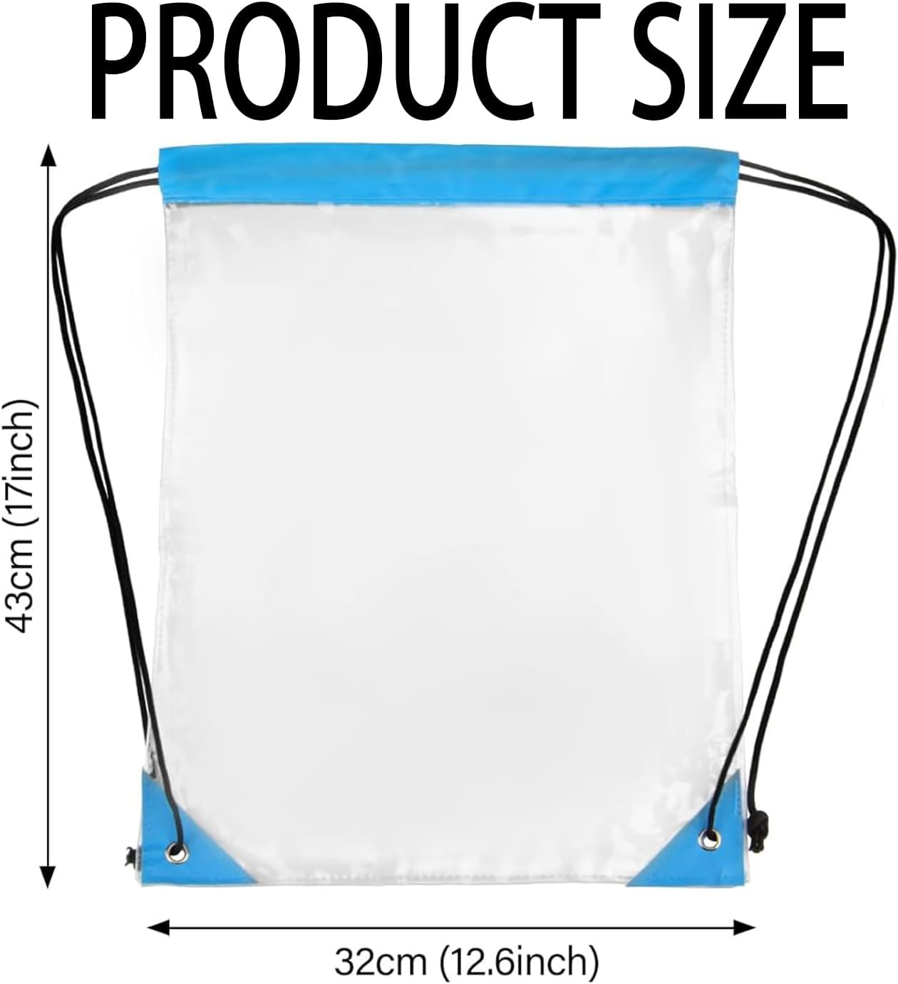 2PCS Clear Backpack Stadium Approved - 12.99X16.93 Inch Waterproof PVC Transparent Bag for Concerts, Sports Events, Travel & Gym, Tsa-Compliant Drawstring Backpack image number 3