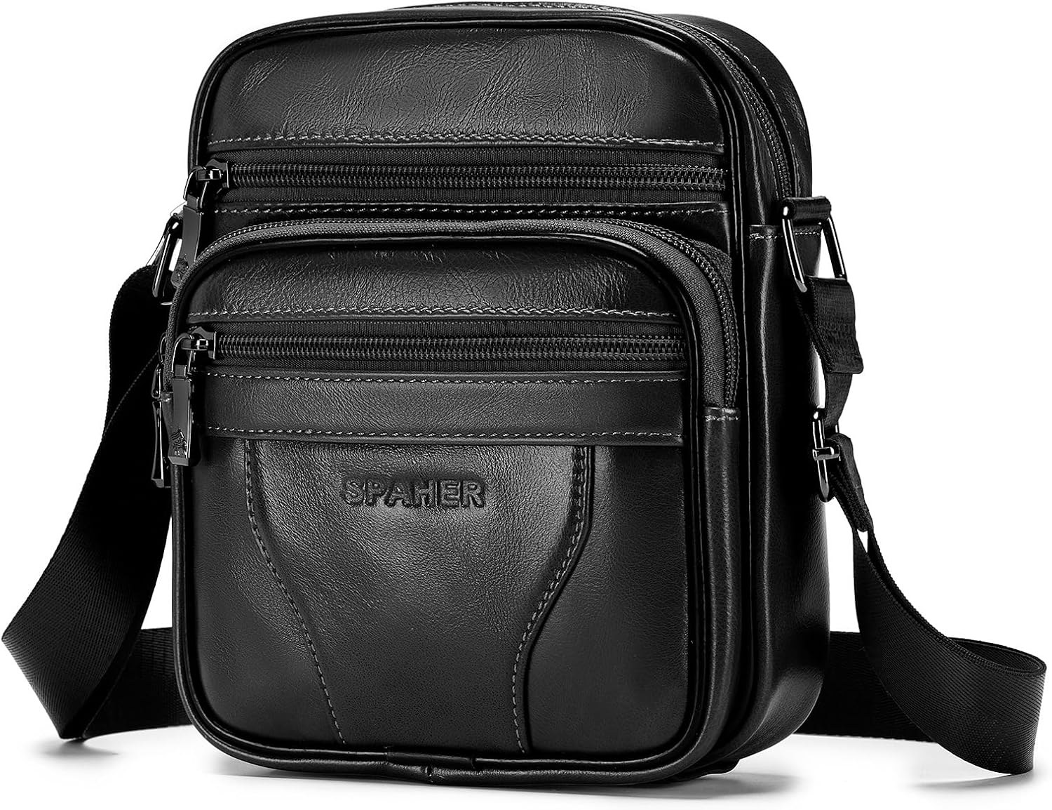 SPAHER Man Bag Small Shoulder Bag for Men Crossbody Leather Bags for Men Leather Handbag Shoulder Bag Business Messenger Backpack Crossbody Casual Sling Travelling Bag Mens Gift