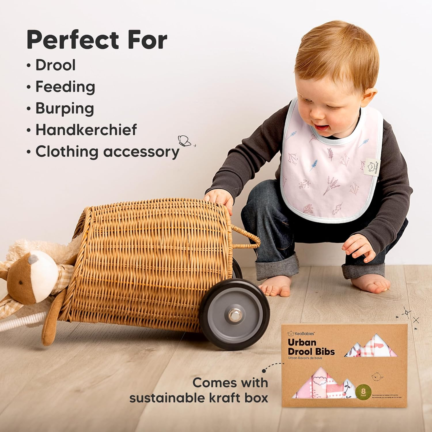 Organic Baby Bibs for Boys & Girls - Organic Cotton Teething Bib - Newborn Bibs for Baby Girl, Boy - Infant Bibs - Machine Washable Newborn Cloth Bib 0-24 Months Baby Drool Bibs (Sweet Charm) - Dawn image number 7