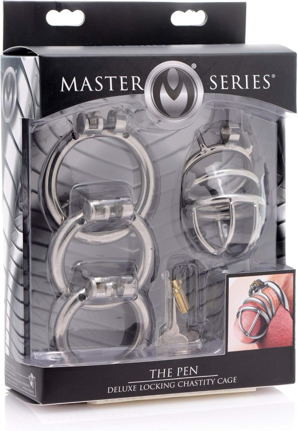 Master Series the Pen Deluxe Stainless Steel Locking Chastity Cage image number 2