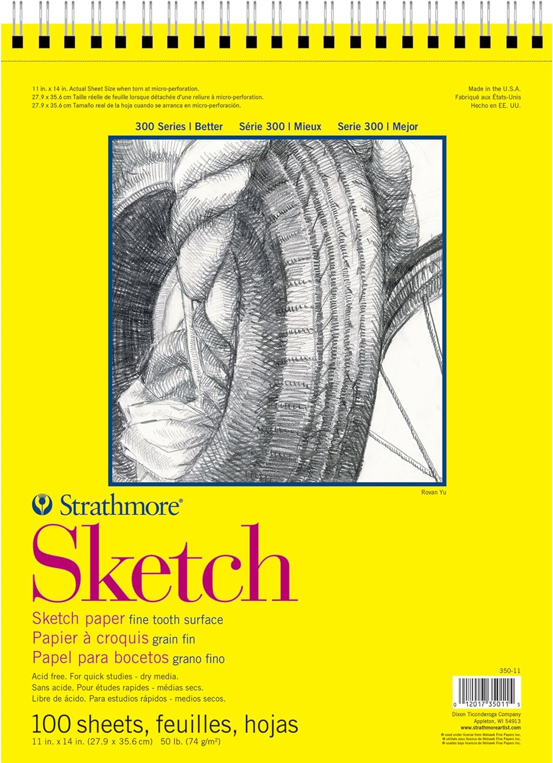 Strathmore 300 Series Sketch Pad, 11X14 Inch, 100 Sheets, Top Wire - Artist Sketchbook for Drawing, Illustration, Art Class Students