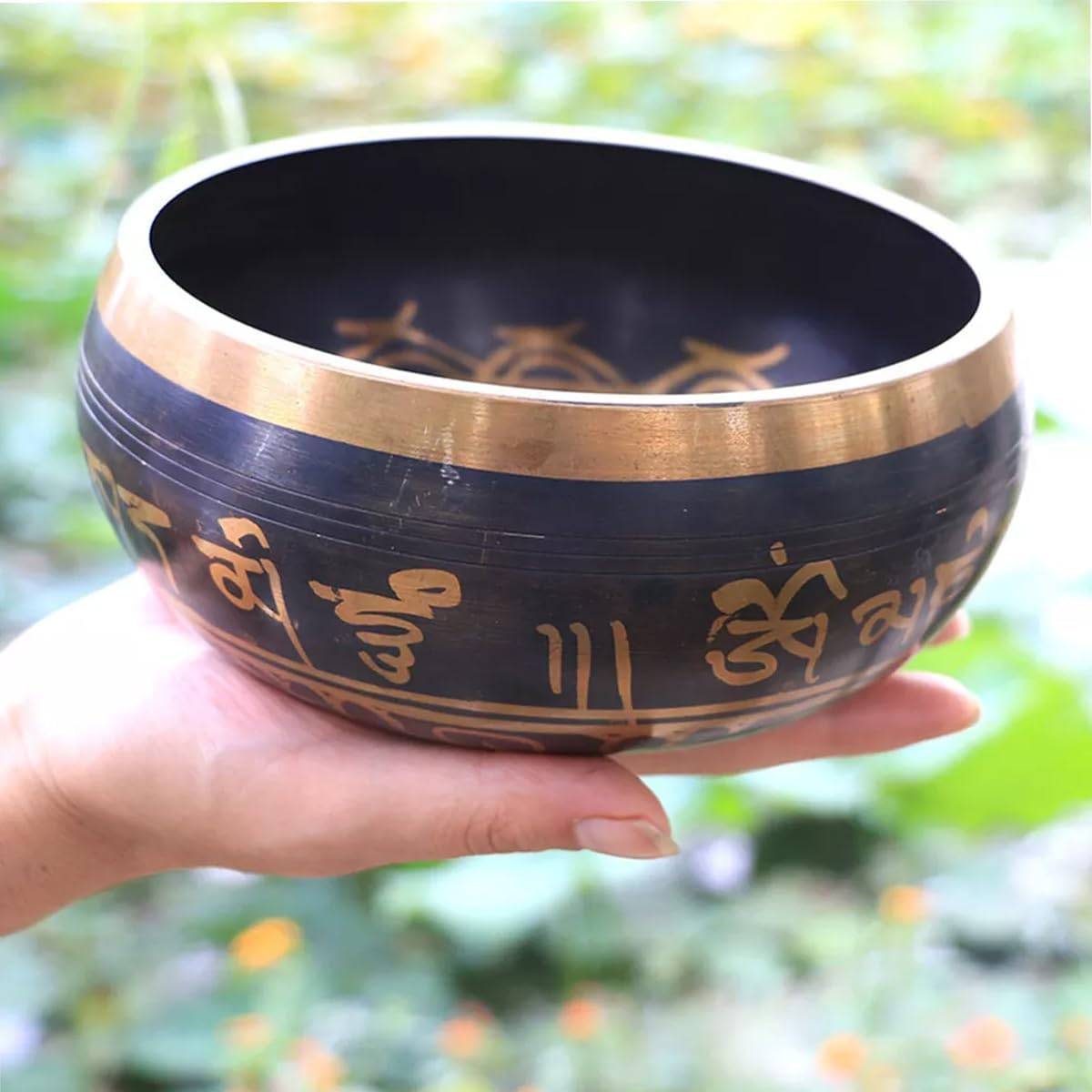 AIMALL 3.15In Tibetan Singing Bowl Set Handmade in Nepal with Mallet and Cushion for Meditation, Healing, Yoga, and Mindfulness Brass Buddha Voice Bowl image number 2