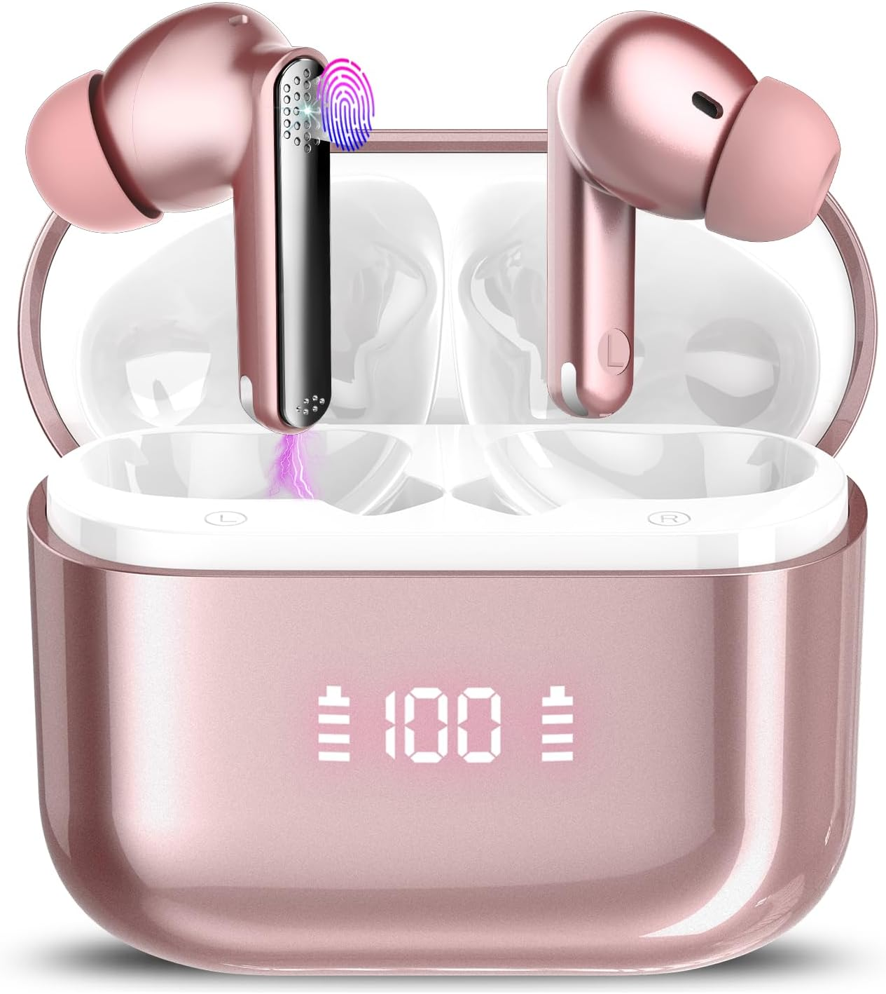 AI Language Translator Earbuds with Audio and Video Calls, 3-In-1 Bluetooth 5.3 Translation Earbuds with 164 Real Time Languages Pink image number 1