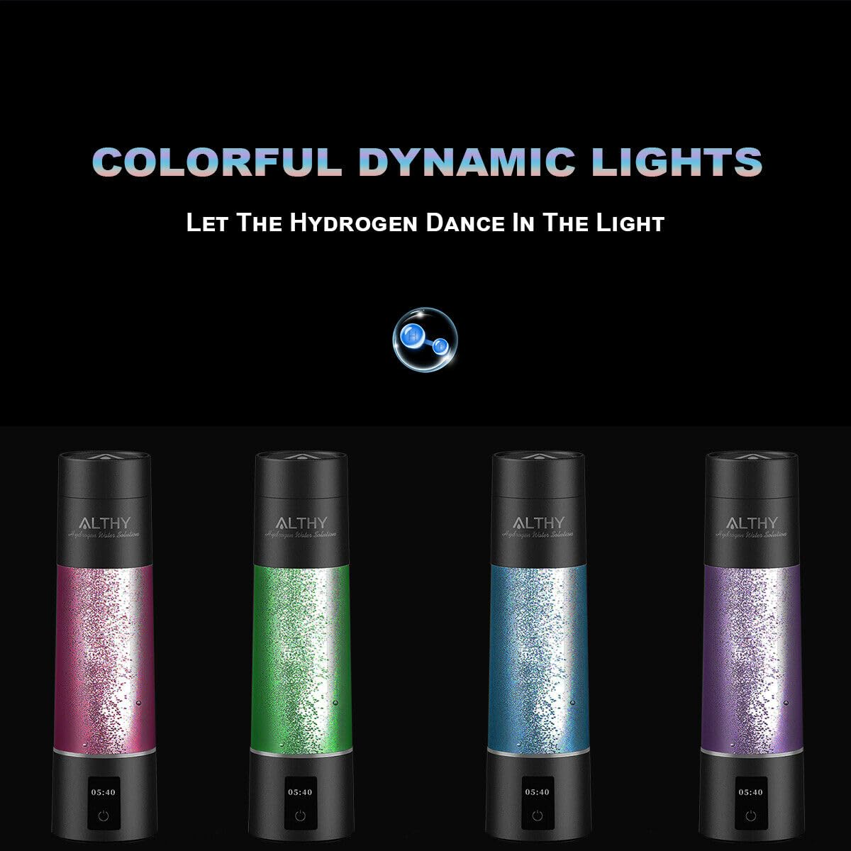 ALTHY Performance Bionic Hydrogen Water Generator Bottle Dupont SPE&PEM Dual Chamber Lonizer + Battery&Time Display image number 4