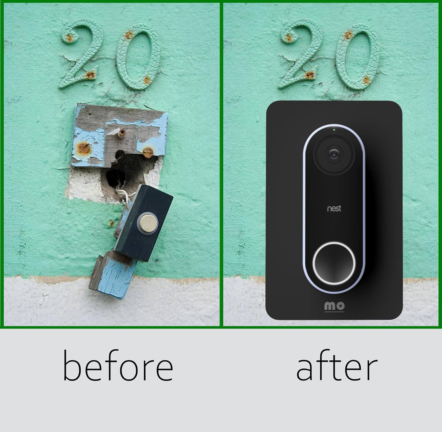 Slim Elegant Non Adhesive Wall Plate Compatible with All Doorbells Matte Finish Durable Perspex Plastic Sits between Doorbell and Wall Covers Holes and Scratches