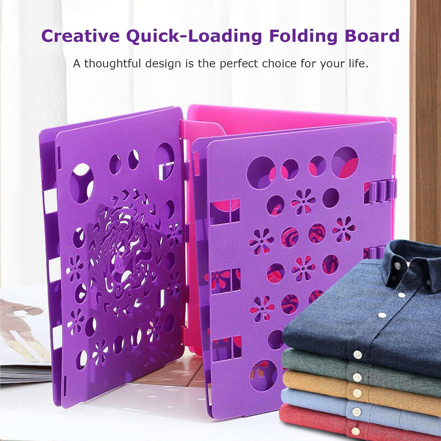 Lenamos T-Shirt Folding Board T Shirts Clothes Folder Durable Plastic Laundry Folders Folding Boards Helper and Fast Laundry Folding Boards Tool for Adults and Children Kids (Purple) image number 6