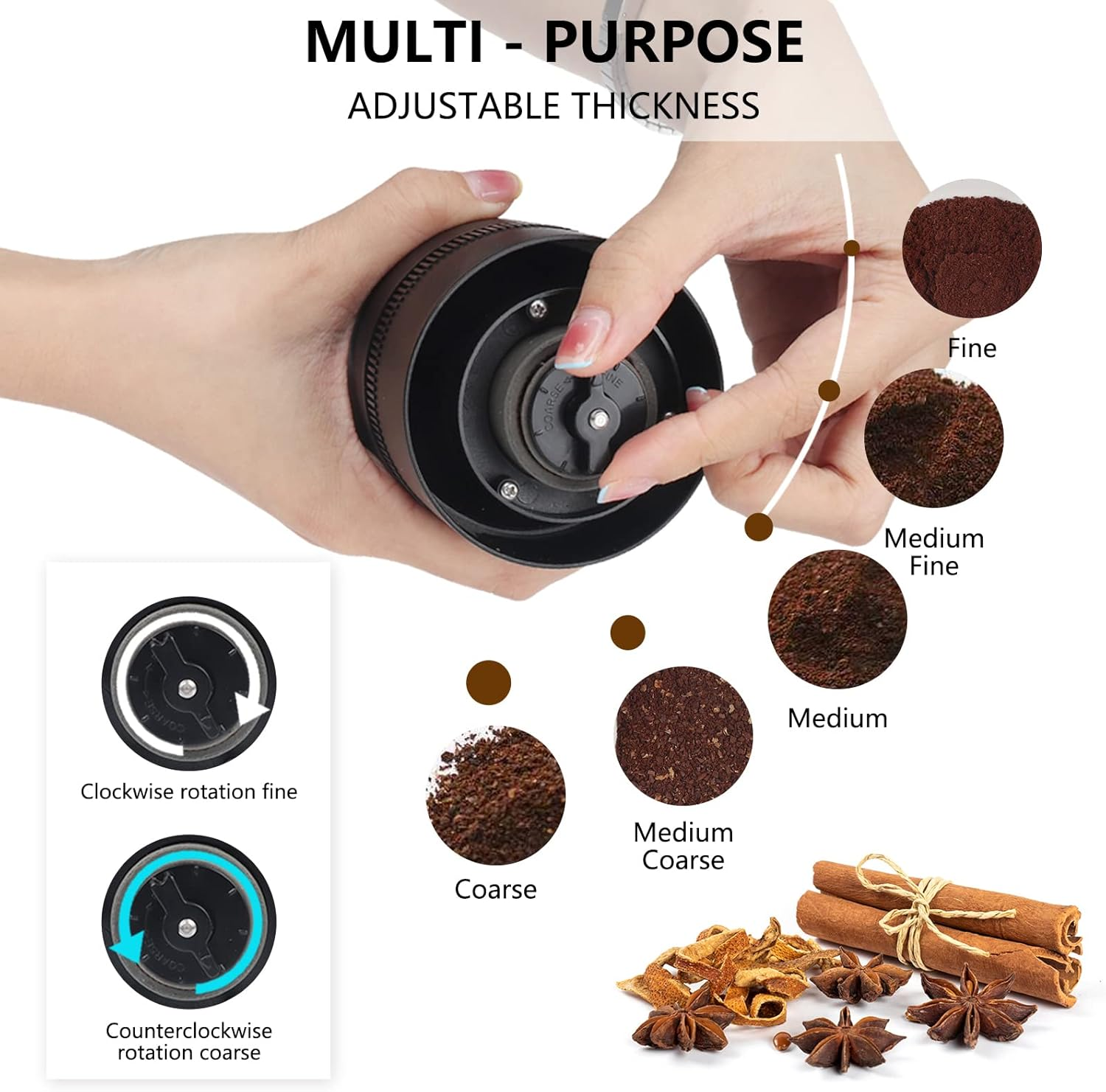 VECH Coffee Grinder, Electric Burr Coffee Grinder, Portable Coffee Bean Grinder,With Multiple Grind Settings,Rechargeable, Black image number 1