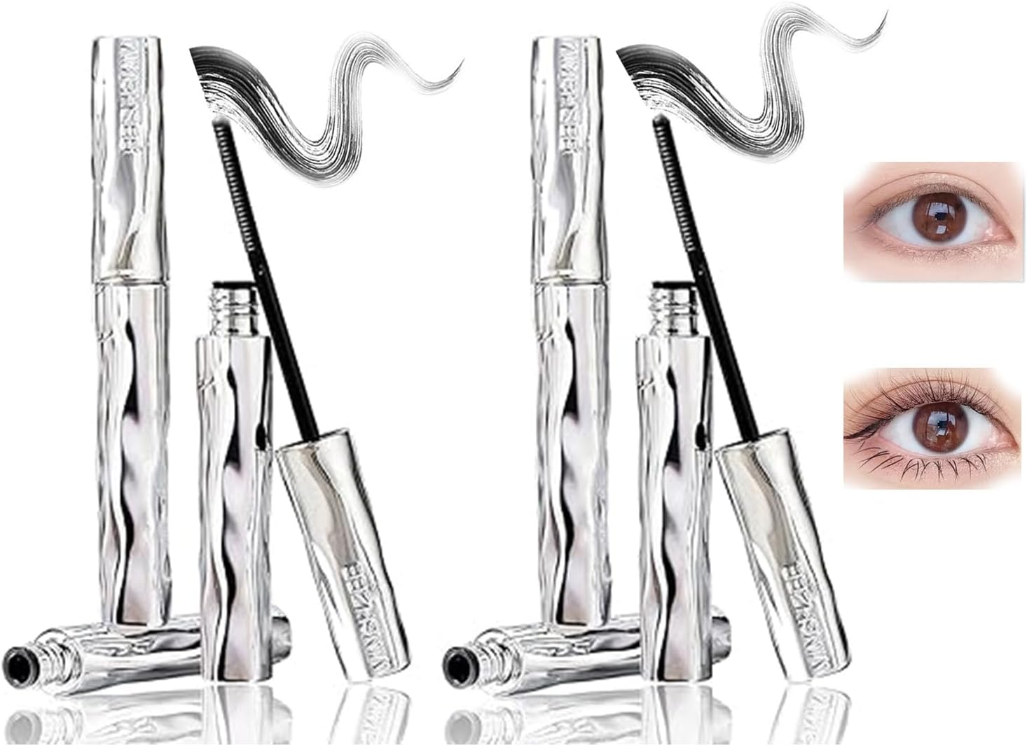 Laidanyou Mascara, Laidanyou Small Steel Mascara, 3D Curling Eyelash Iron Mascara, Enlarge Your Eyes Small Steel Tube Mascara, Waterproof & Sweatproof Lengthening & Curling Mascara (1) image number 1