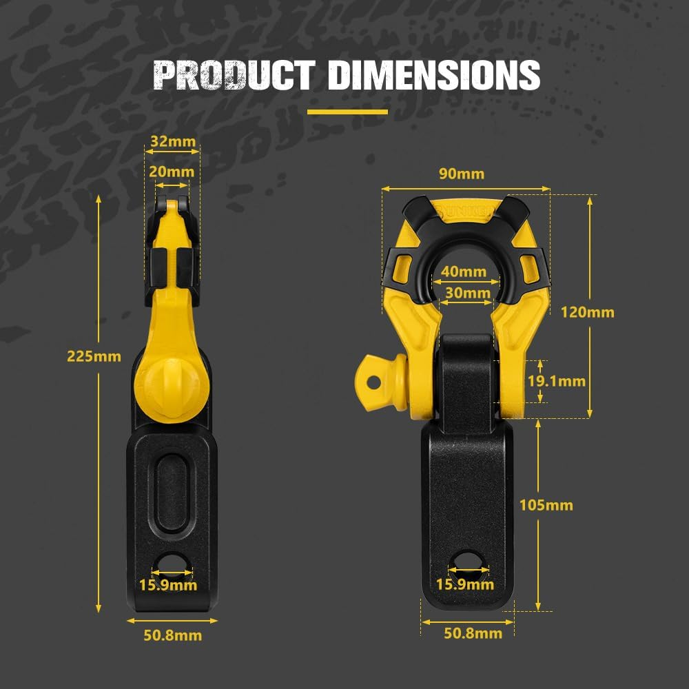 BUNKER INDUST Shackle Hitch Receiver Set 2" 41,888 LBS Break Strength with 3/4" Screw Pin & 3/4" D-Ring Shackle, Tow Hitch with Shackle Heavy Duty Receiver for Off-Road Jeep Truck Vehicle Recovery