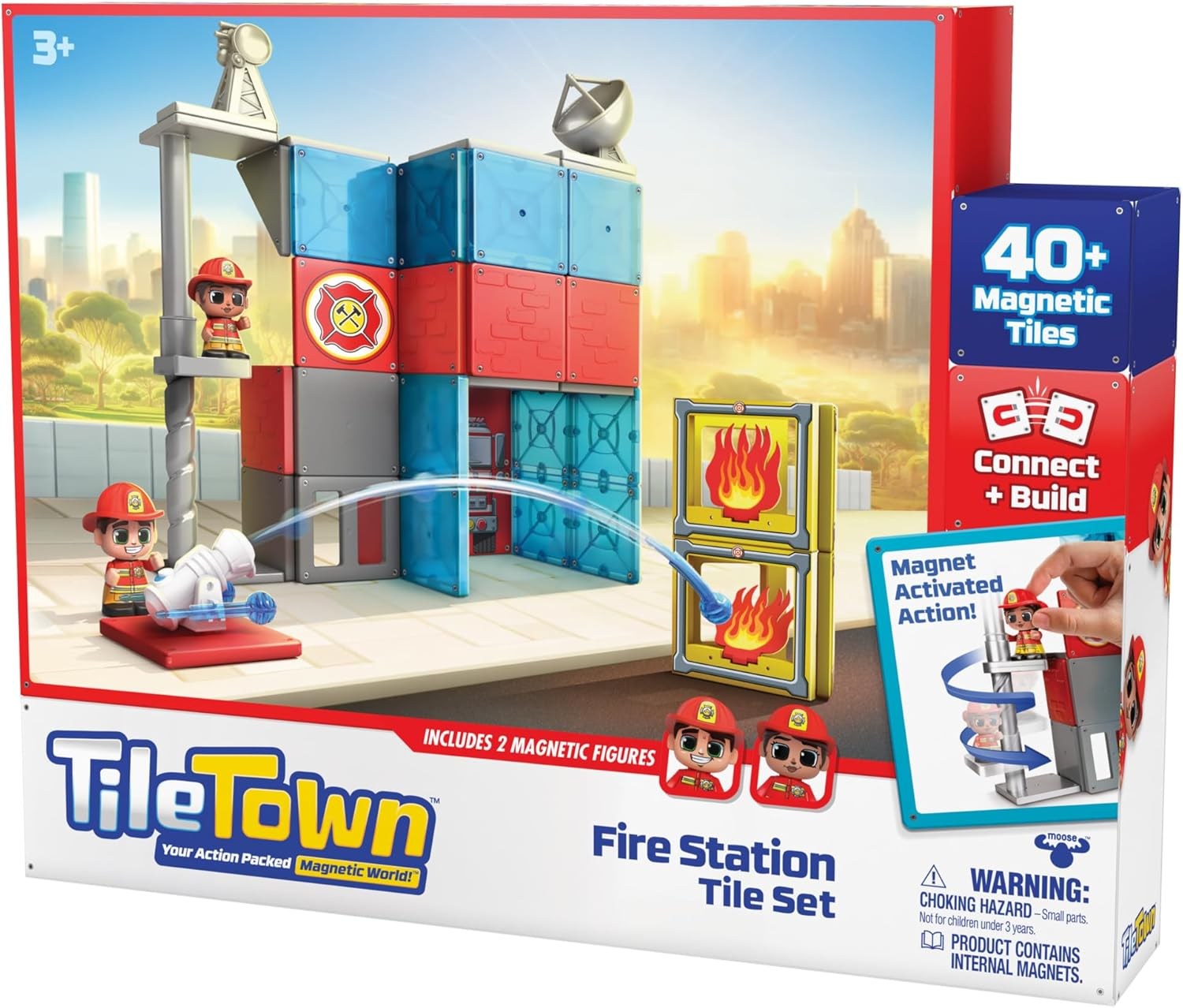 TILE TOWN Fire House Magnetic Tiles Construction Building Playset + Figures, Kids 3-5+, New Action Tiles for Action Play, Realistic Builds, STEM Creative Toy, Great for Boys & Girls image number 5