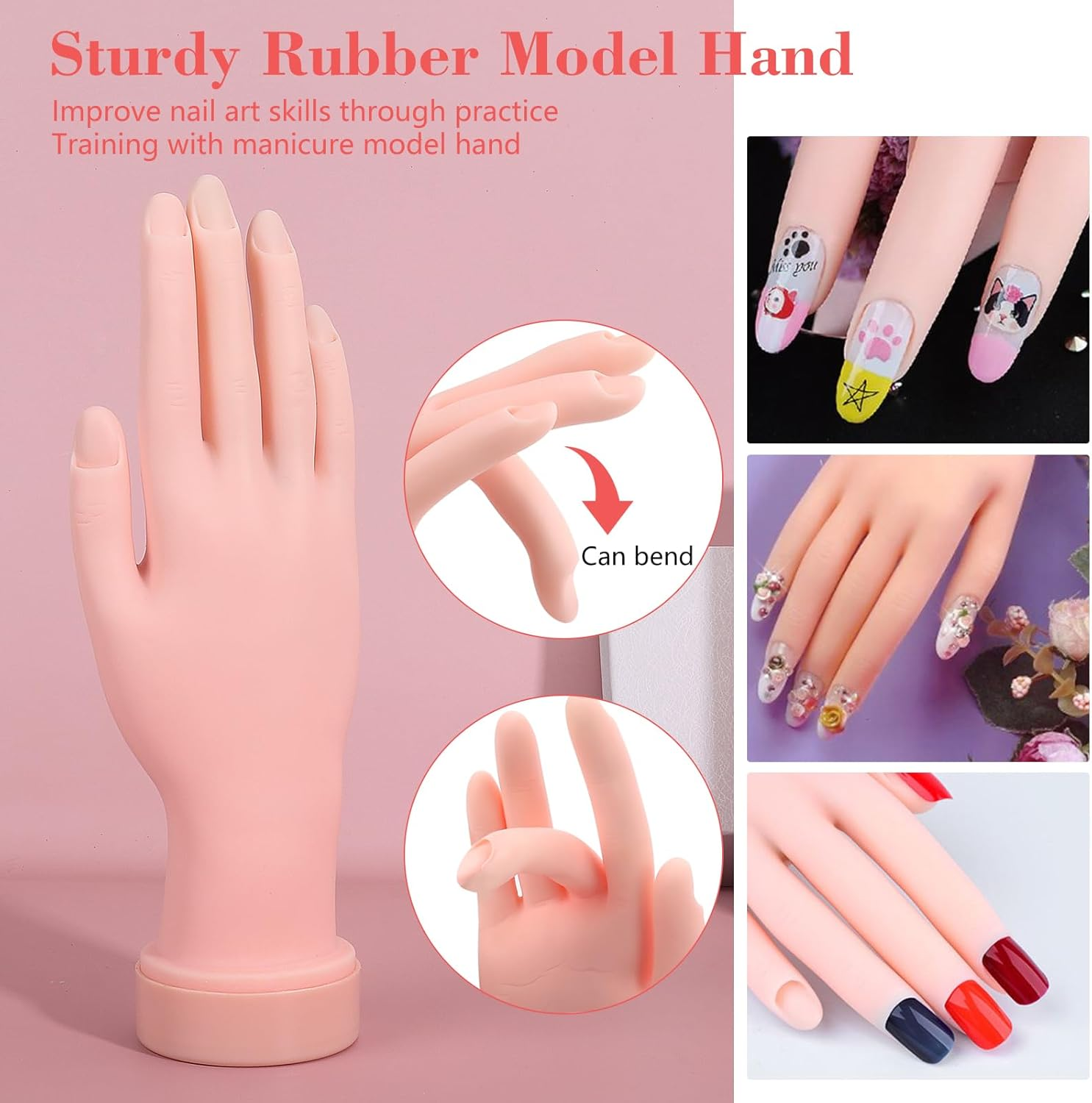 Professional Acrylic Nail Kit - Practice Hand Set with Powder, Brush, DIY Starter Kit for Beginners with Tips, Glue, and Glitter image number 1