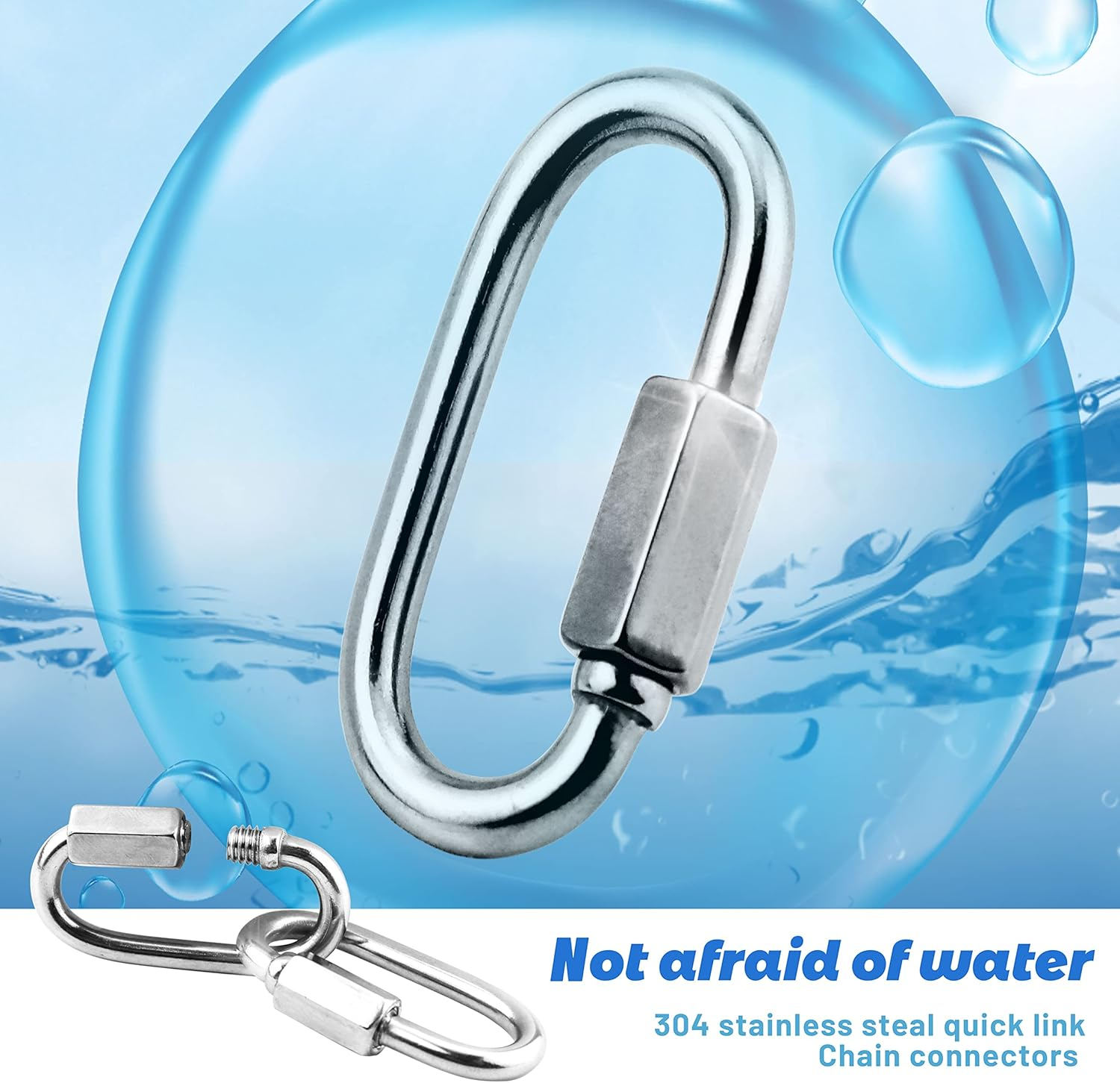 YETOOME 10 Pack 304 Stainless Steel M3.5 Chain Link, 1/8 Inch D Shape Locking Quick Chain Repair Links Pets Keychain for Outdoor Traveling Equipment image number 6