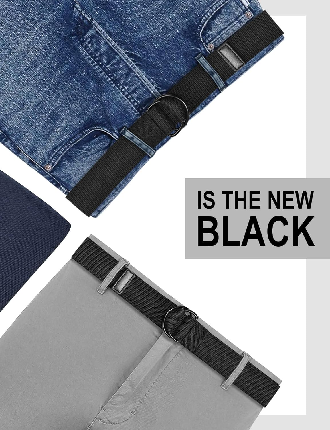 LXMY Belts for Men,Canvas Belt Men,Mens Adjustable Fabric Belt,Black Double D Ring Belt,Holeless Belt Suitable for Leisure and Travel image number 1