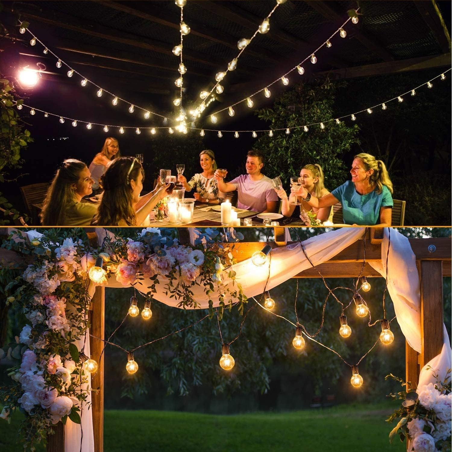 Geecol Outdoor String Lights, 25Ft G40 LED Lights Outdoor with 25 Bulbs+2 Spares, IP44 Garden String Festoon Lights for Indoor & Outdoor Backyard Patio Garden Party(Au Plug) (Warm White, 7.6) image number 3