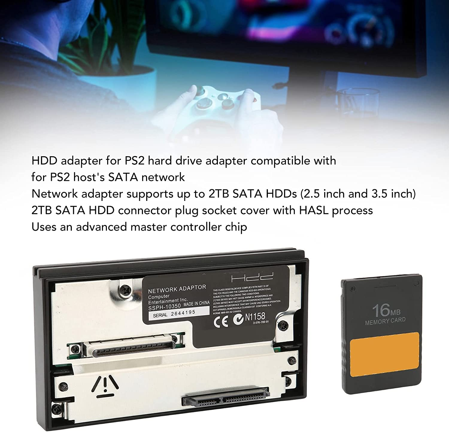 SATA Interface Network Adaptor HDD Hard Disk Adapter for , Support SATA 2.5 and 3.5, with 16MB FMCBV1.966 Memory Card Mcboot