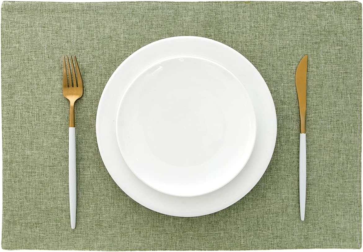 AOKSUNOVA Cloth Placemats Set of 4 Farmhouse Linen Table Mats for Dining Table Turquoise image number 5