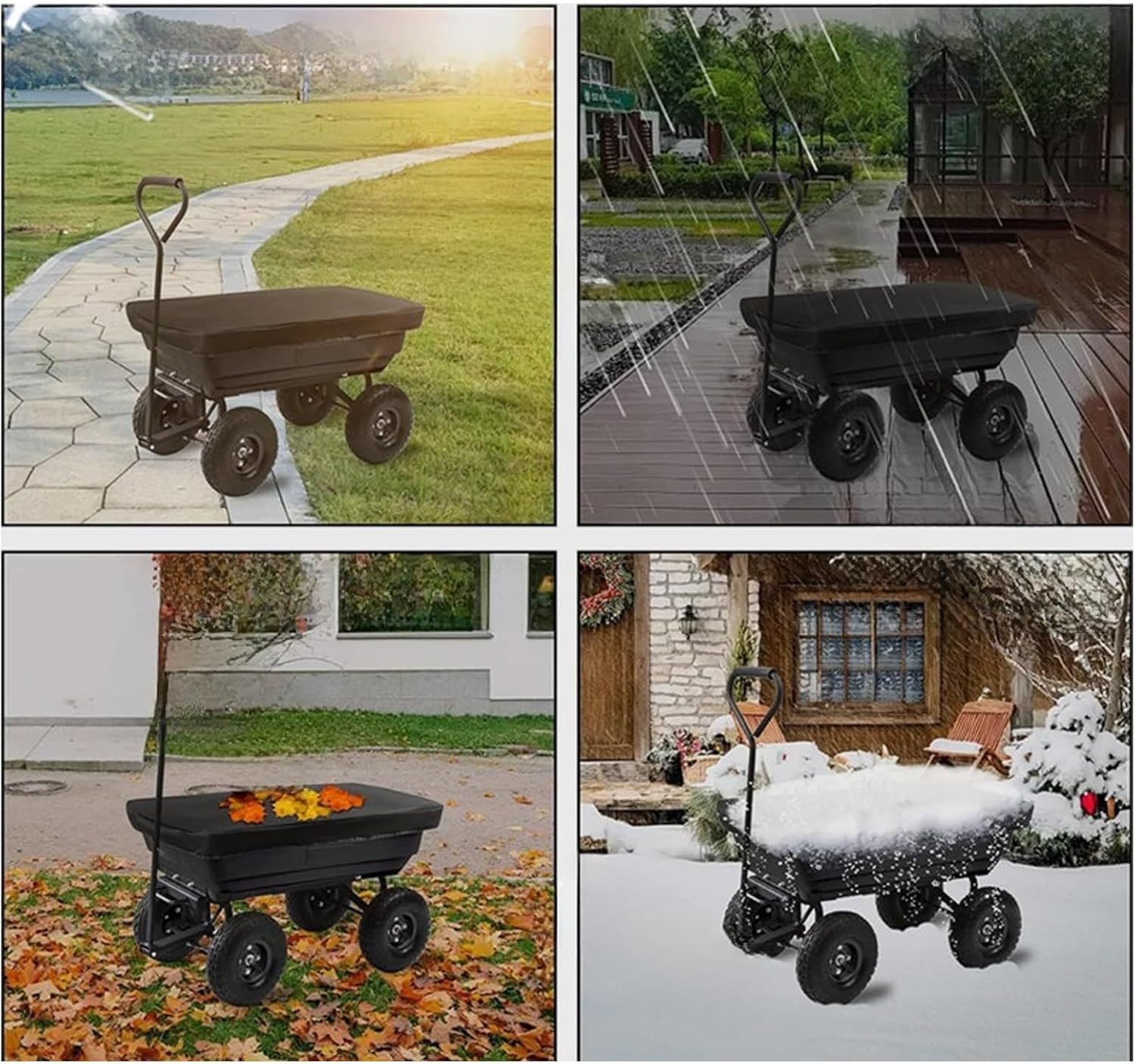 Generic Wagon Cover Water Proof, 59X37 Inches Foldable Dust Proof Oxford Cloth Wagon Cart Rain Cover with Adjustable Drawstring for Outdoor Camping Gardening, Garden Cart Canopy image number 1