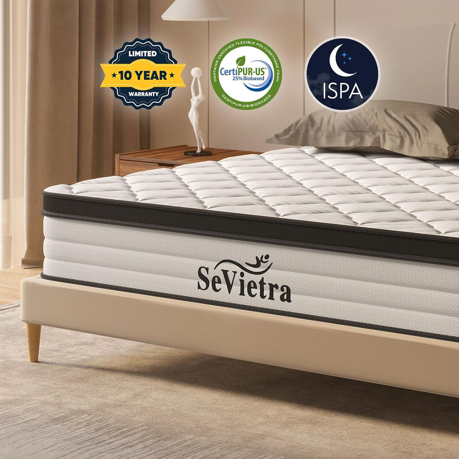 Queen Mattress, 30Cm Thick Queen Size Mattress in a Box, 203CM X 153CM, Individually Pocket Springs Hybrid Mattresses with Ergonomic Design, Medium Firm Feel, Pressure Relief, Breathable Comfortand image number 4