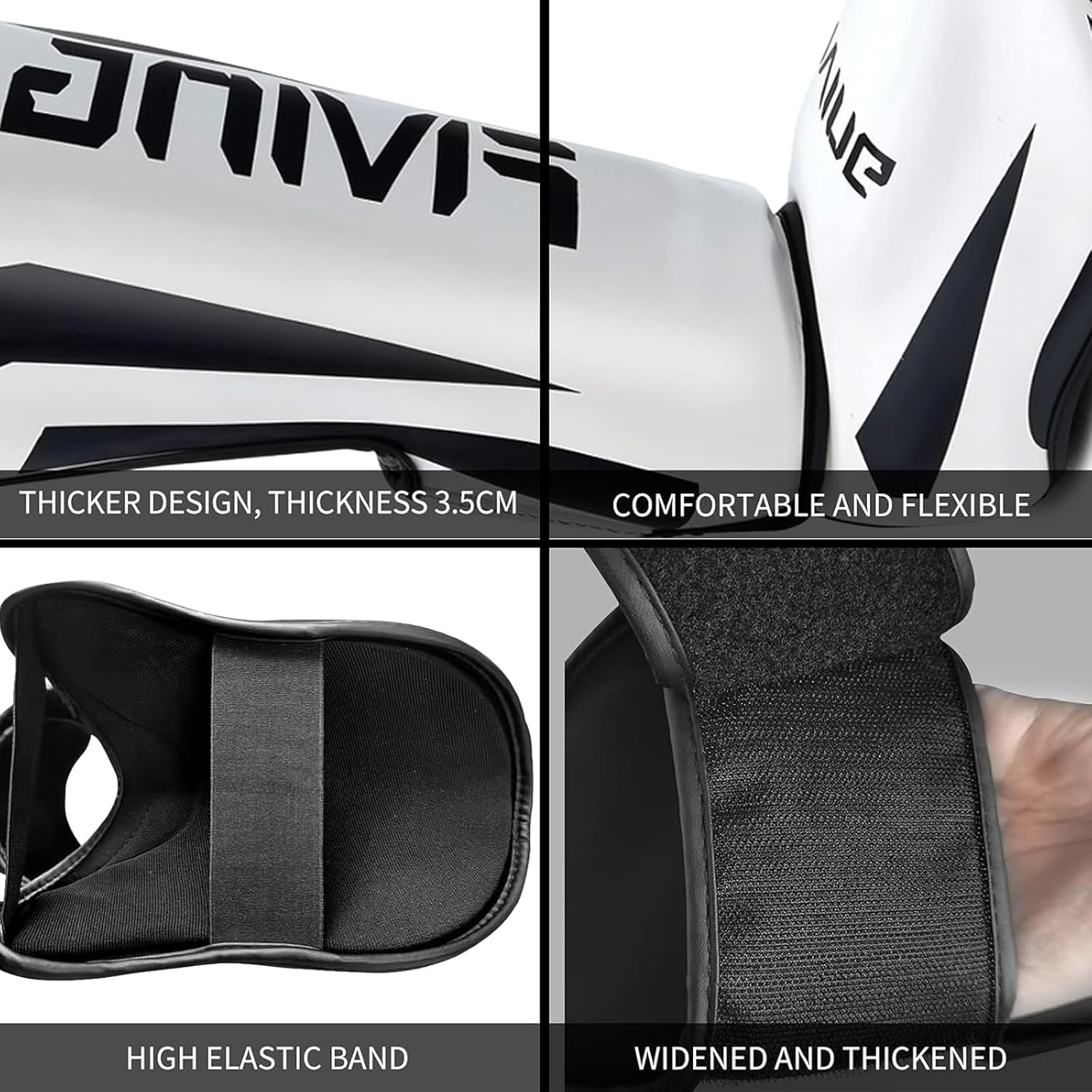 Homodoskey Sports Shin Guards &ndash; Boxing Muay Thai Instep Leg Protector for Martial Arts, Kickboxing, BJJ, Karate, Taekwondo &ndash; PU Leather Reinforced MMA Shin Guards with Foam Padding image number 2