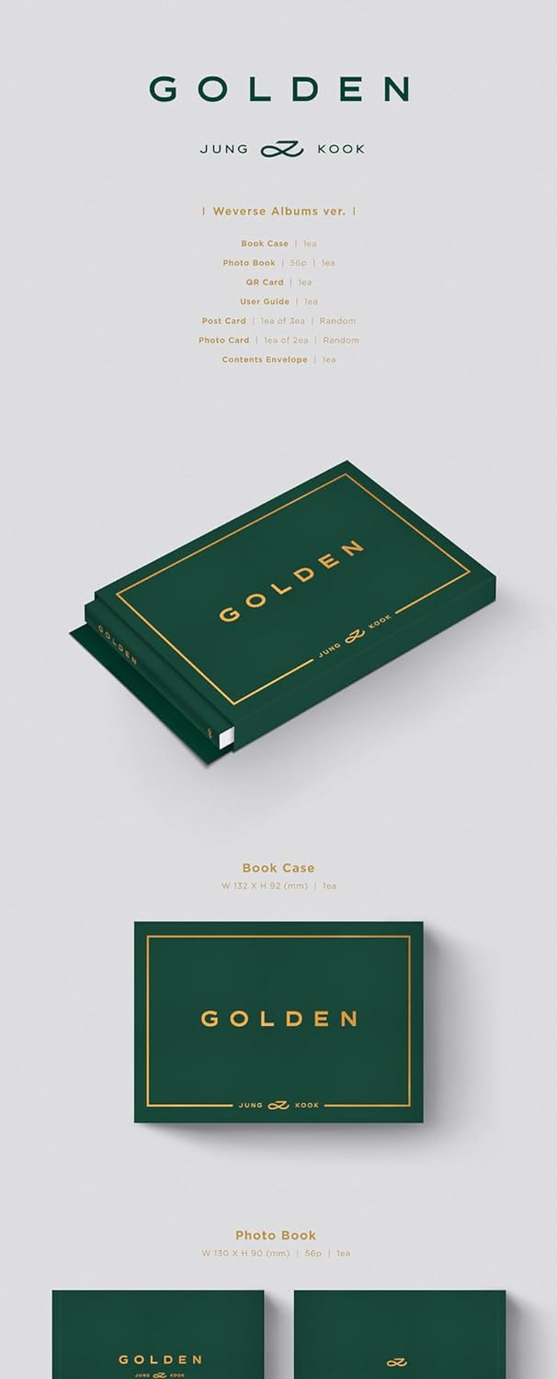 BTS Jungkook Golden 1St Solo Album Contents+Photobook+Photocard+Tracking Jung Kook (Weverse Albums Version) image number 2