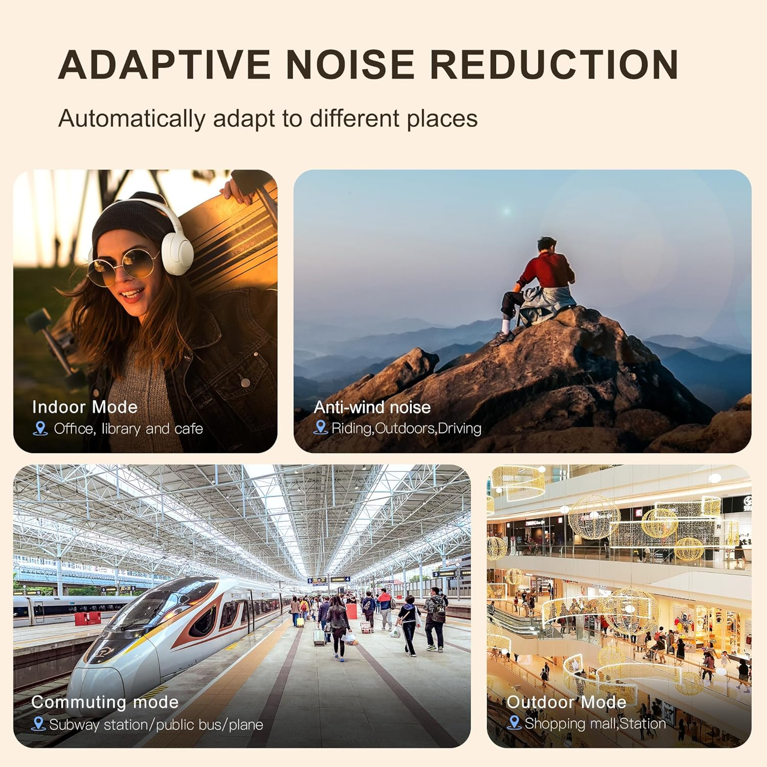 QCY H3 ANC Bluetooth Headphones, Active Noise Cancelling Bluetooth 5.3 Over-Ear Headphone with Microphones, Hi-Res Audio Sound, Multipoint Connection, 60H Playback, Black