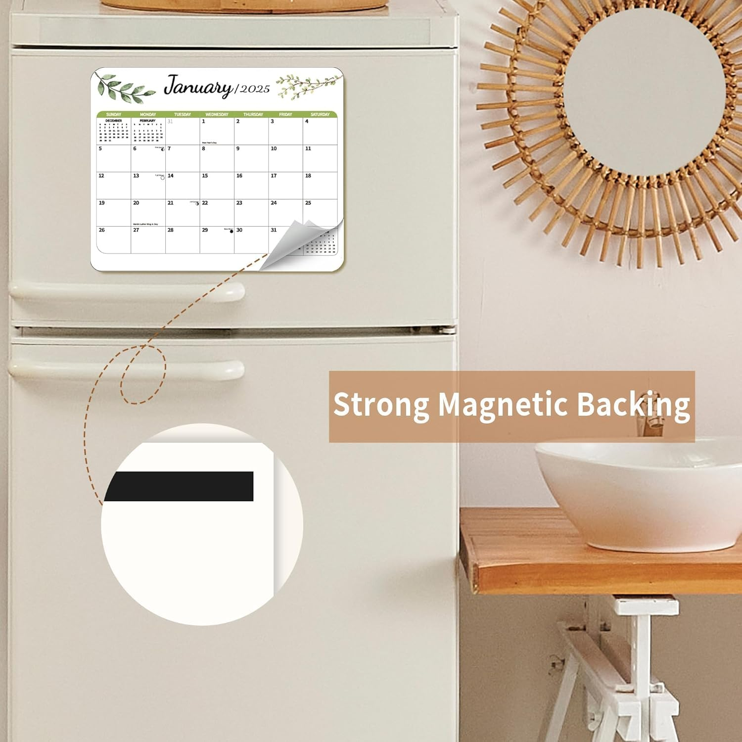 2026 Magnetic Calendar for Refrigerator, Fridge Wall Monthly Magnet Calendar from July 2025 to December 2026, 18 Month 8 X 10 Inch Planner Easy Organization, Aesthetic Decor for Home - Doodle 01 image number 2