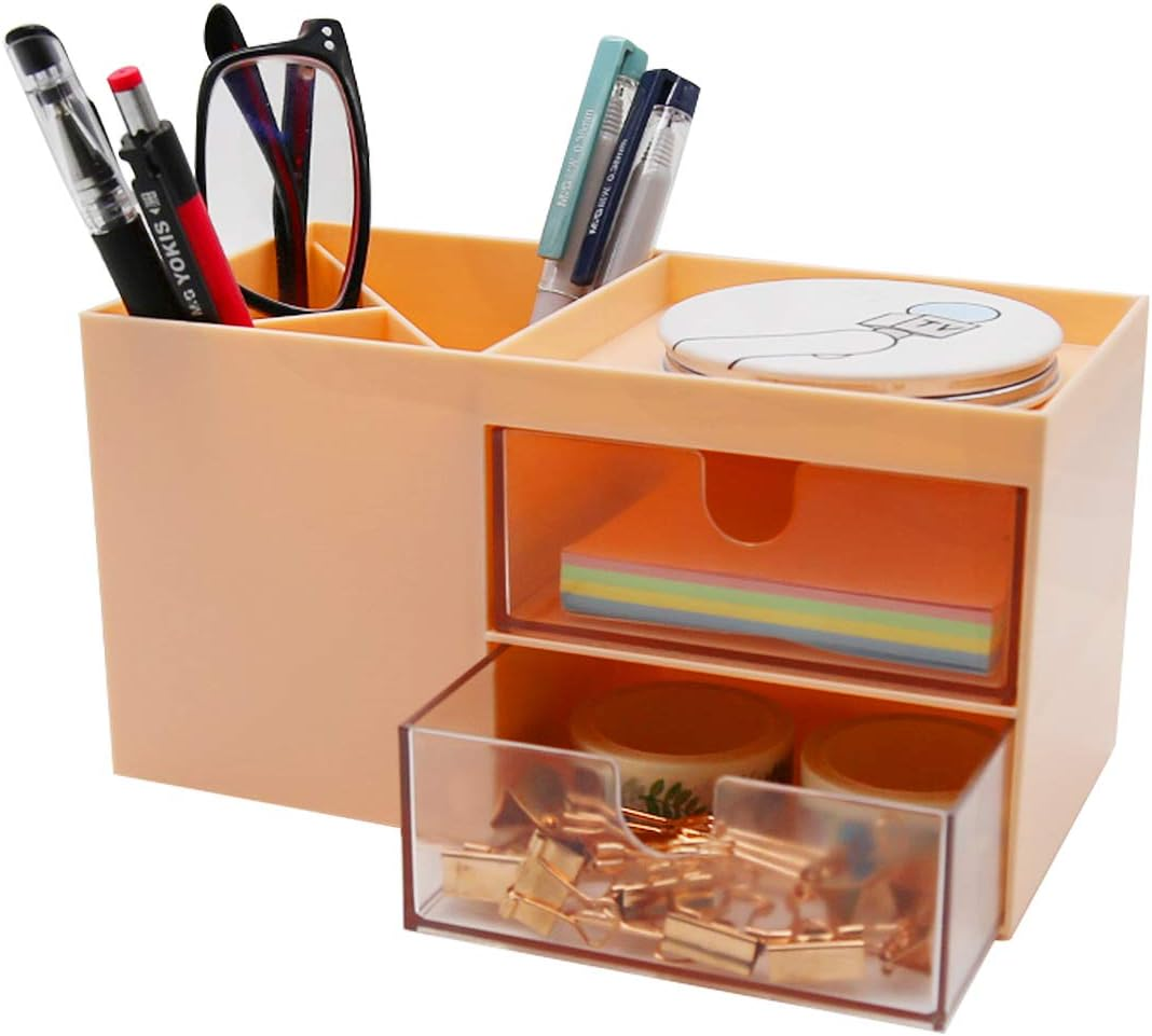 Citmage Desk Organizer Caddy with 12 Compartments Office Workspace Drawer Organizers Desktop Holder Plastic Stationery Supplies Storage Box for Pencils,Markers,Erasers,Pens,Sticky Notes(White)&hellip;