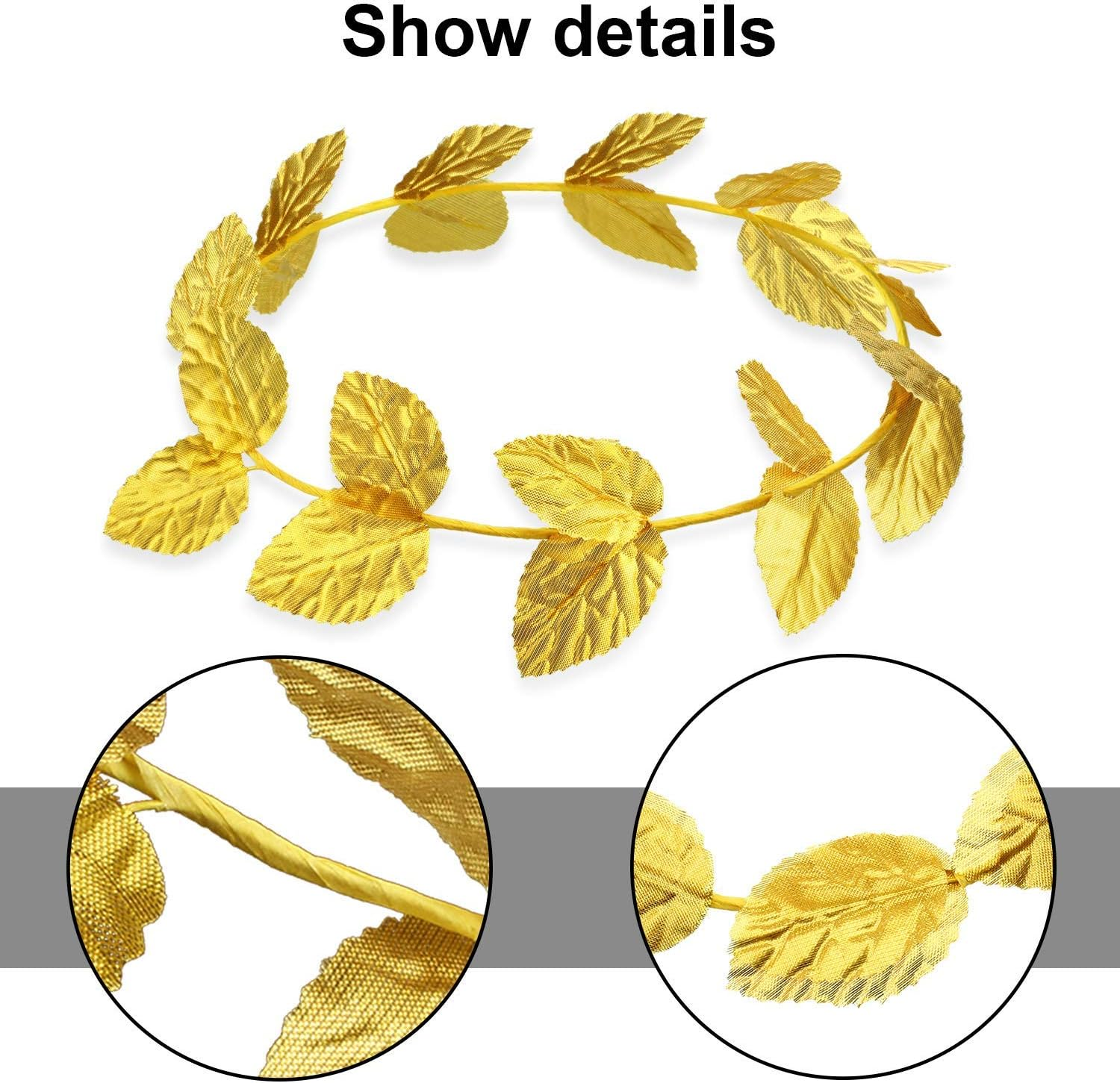Pack of 2 Gold Leaf Headbands, Gold Leaf Headbands, Greek Goddess Leaf Headband, Roman Headdress, Gold Leaf Crowns for Women and Men, Headpiece Accessories, Christmas image number 5