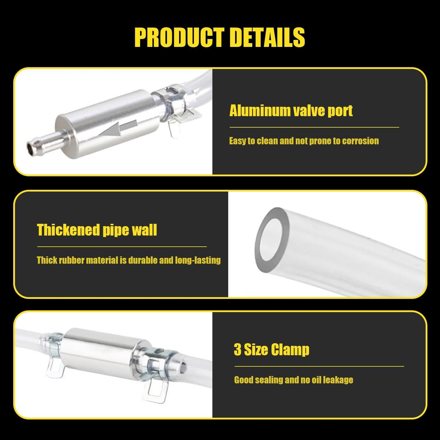 3 PCS Universal Fluid Deflerator, Brake Bleed Hose, Brake System Bleeding Tools, Auto Motorcycle Clutch One-Way Check Valve Tube Deflation Tool Kit Hose with Metal Clamp image number 4