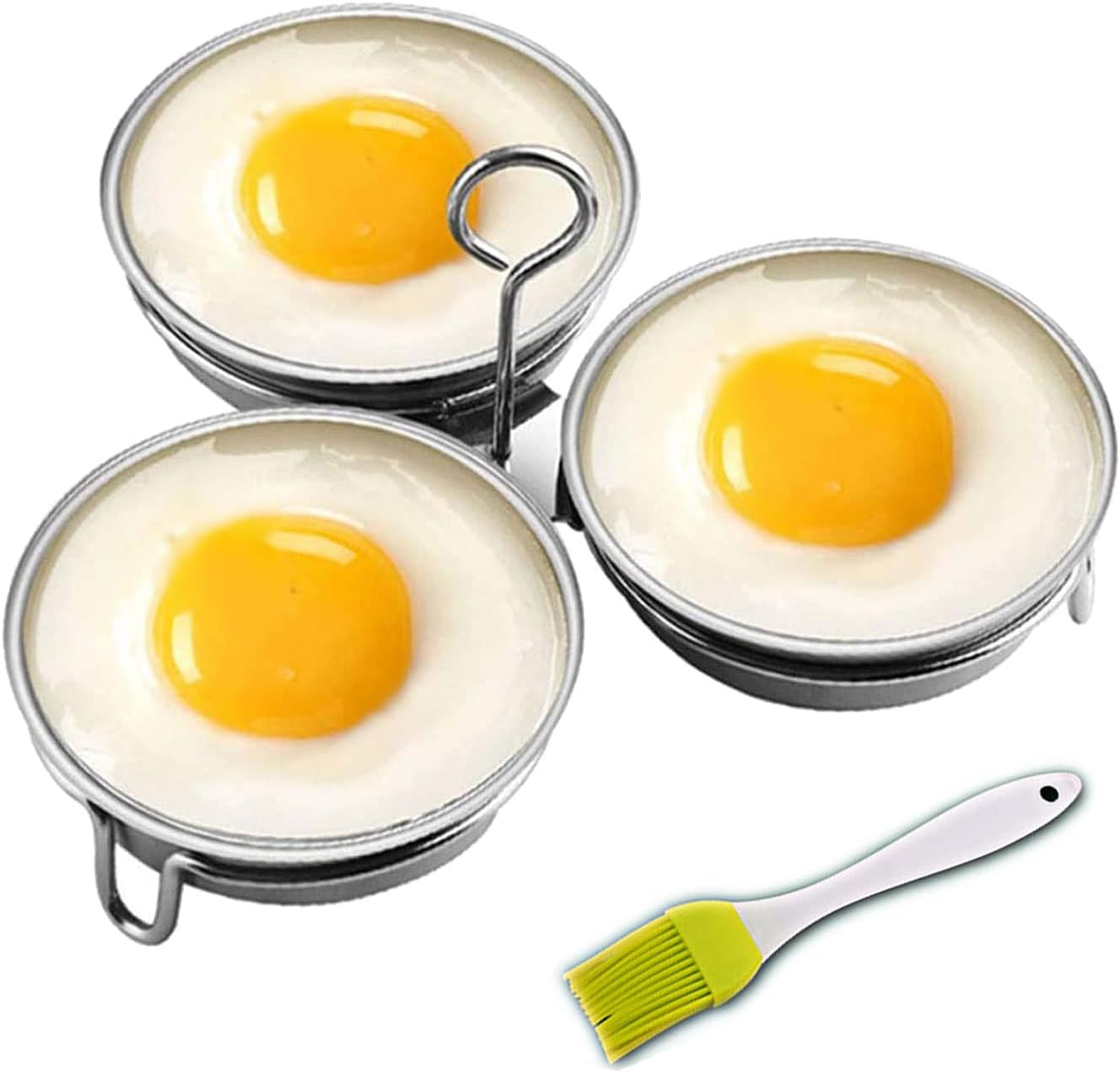 Stainless Steel Egg Poacher, Perfect Poached Egg Maker, round Egg Cooker Rings for Breakfast Cooking Tool 3 Poached Egg Cups image number 3
